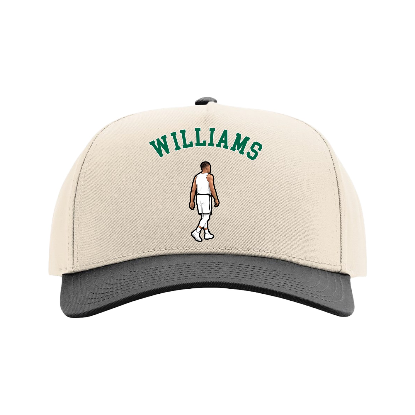 Full Fabric Five-Panel Champ Cap — Shirsey Arch in Cream/Black