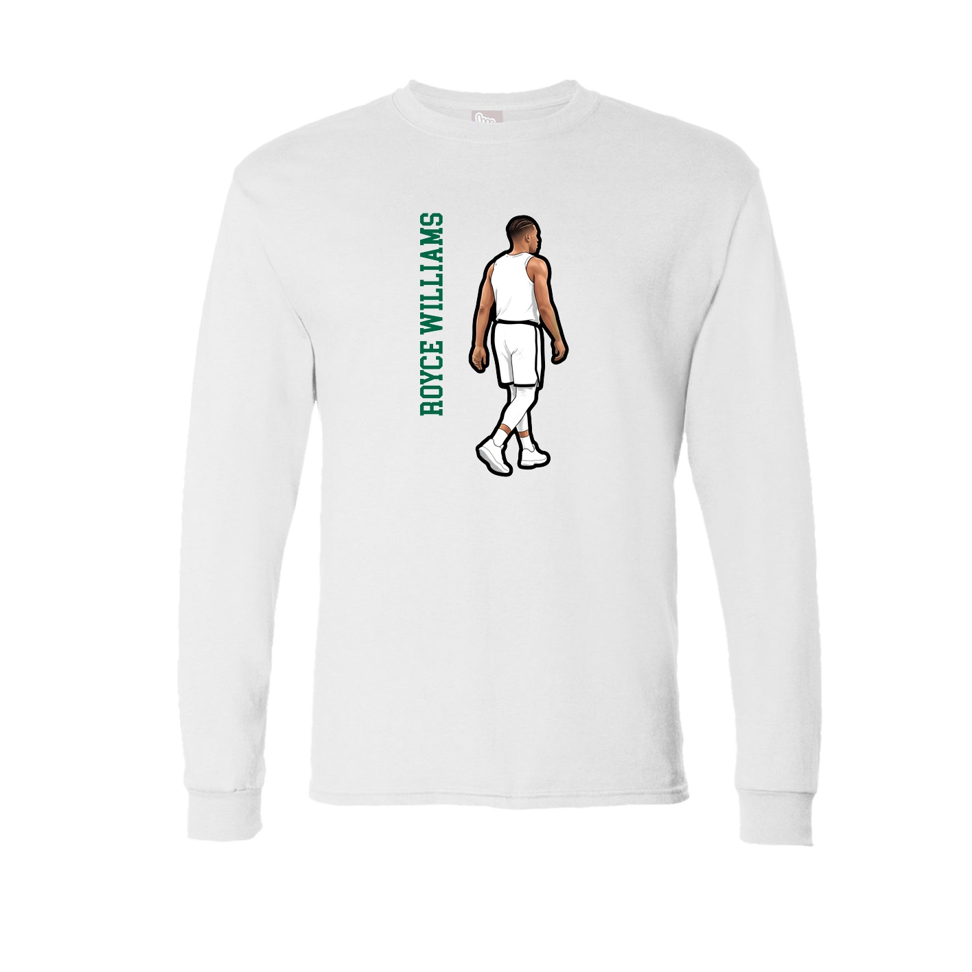 Long Sleeve Tee — Name Vertical in White