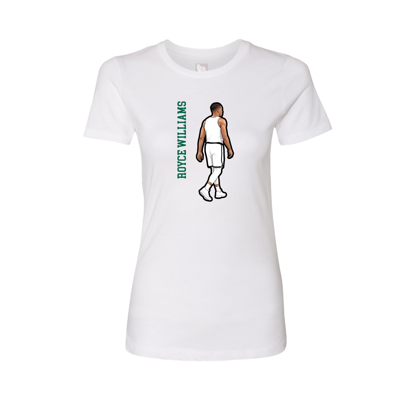 Womens Tee — Name Vertical in White