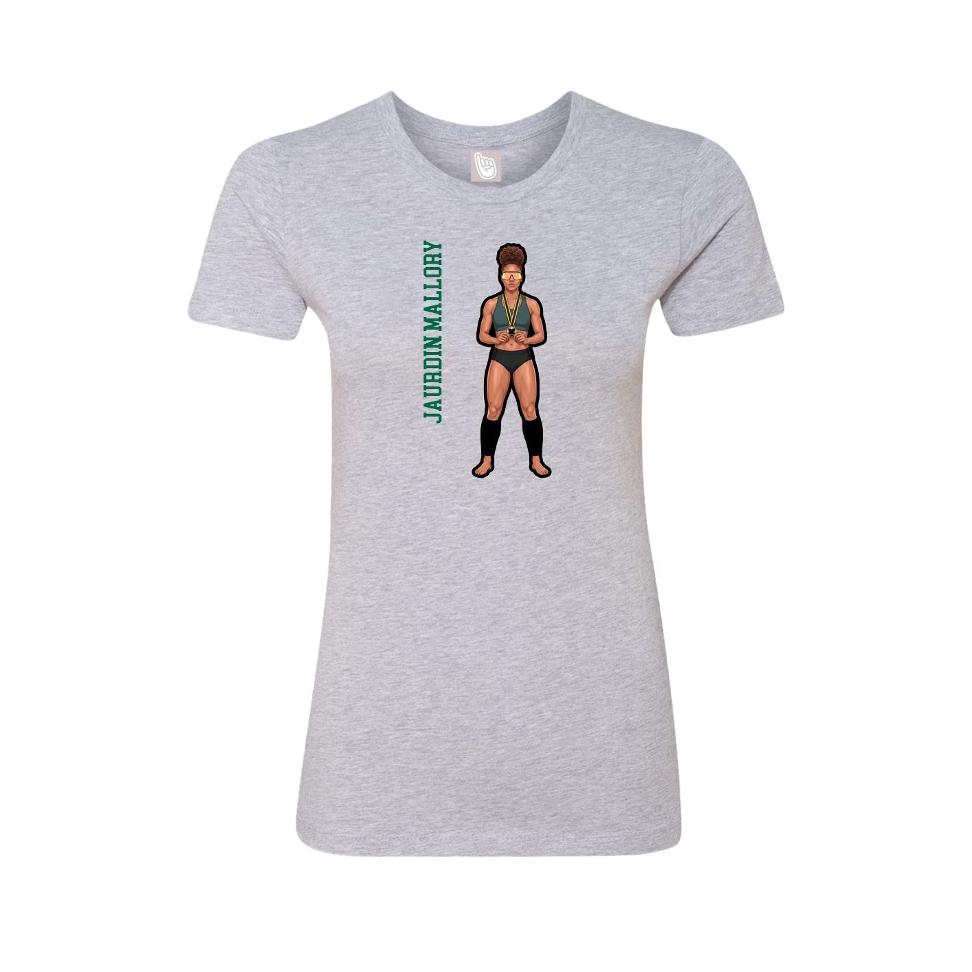 Fitted Women's Tee — Name Vertical in Grey