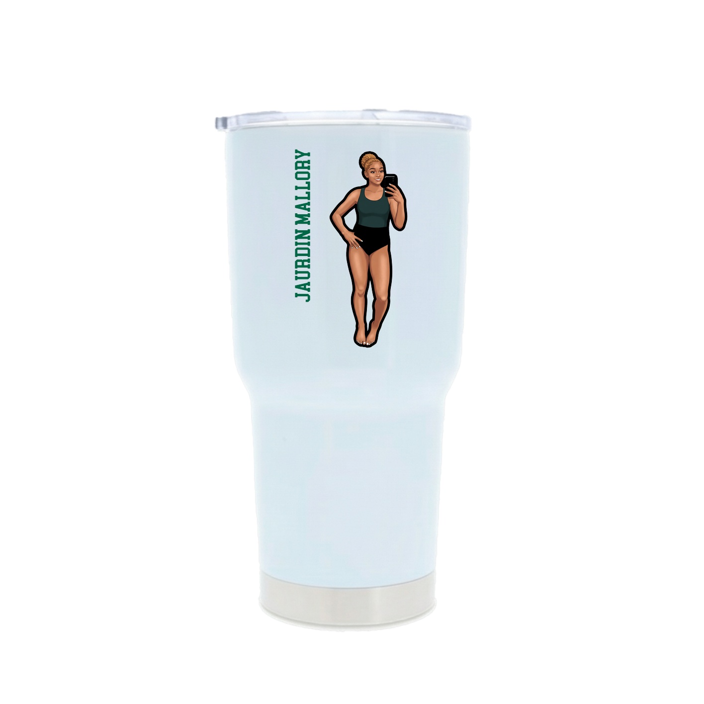 30oz Stainless Steel Tumbler — Name Vertical in White