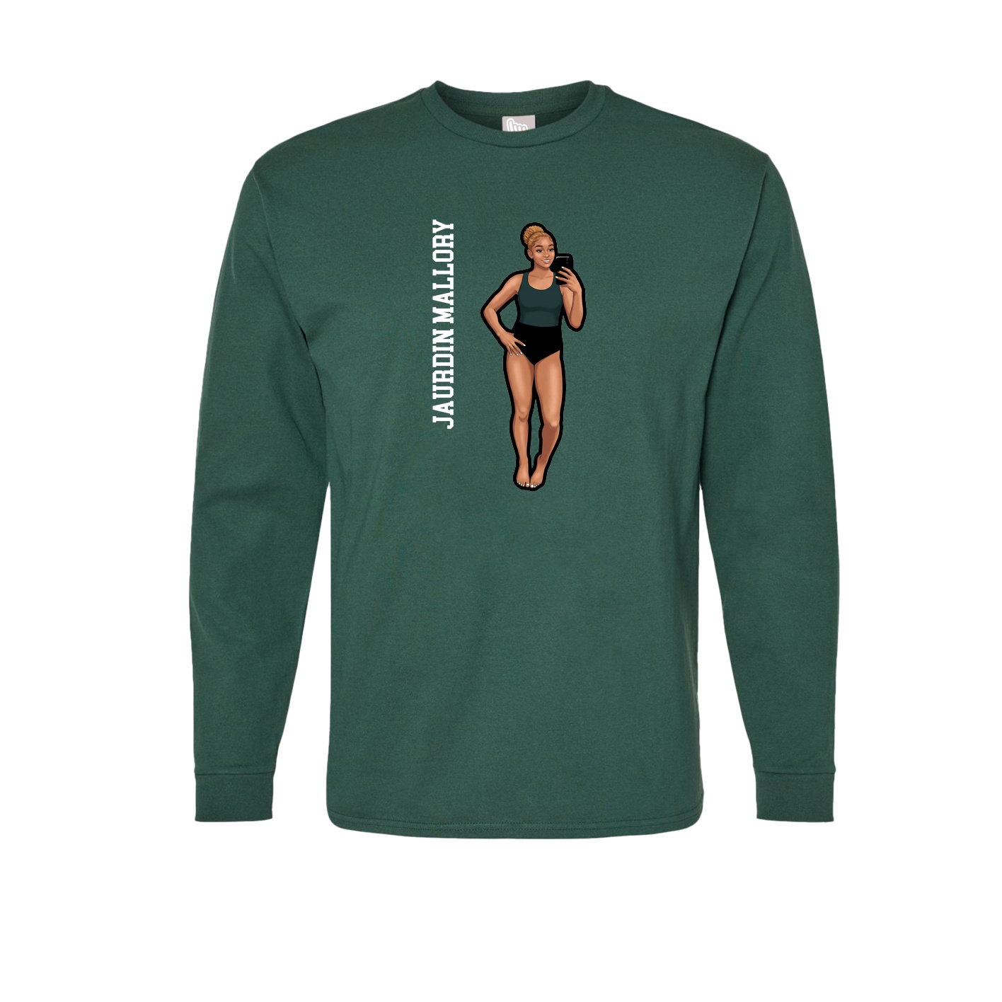 Long Sleeve Tee — Name Vertical in Green