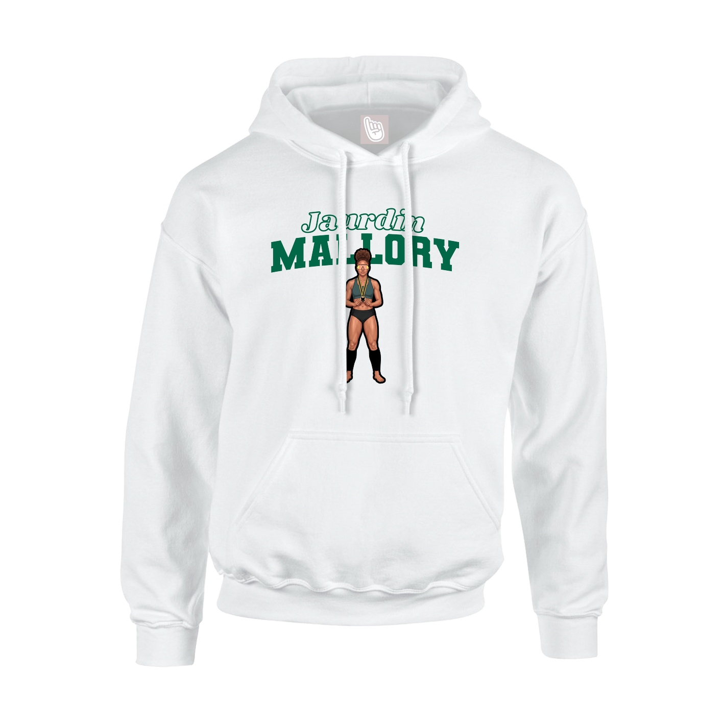 Youth Hoodie — Name Arch in White
