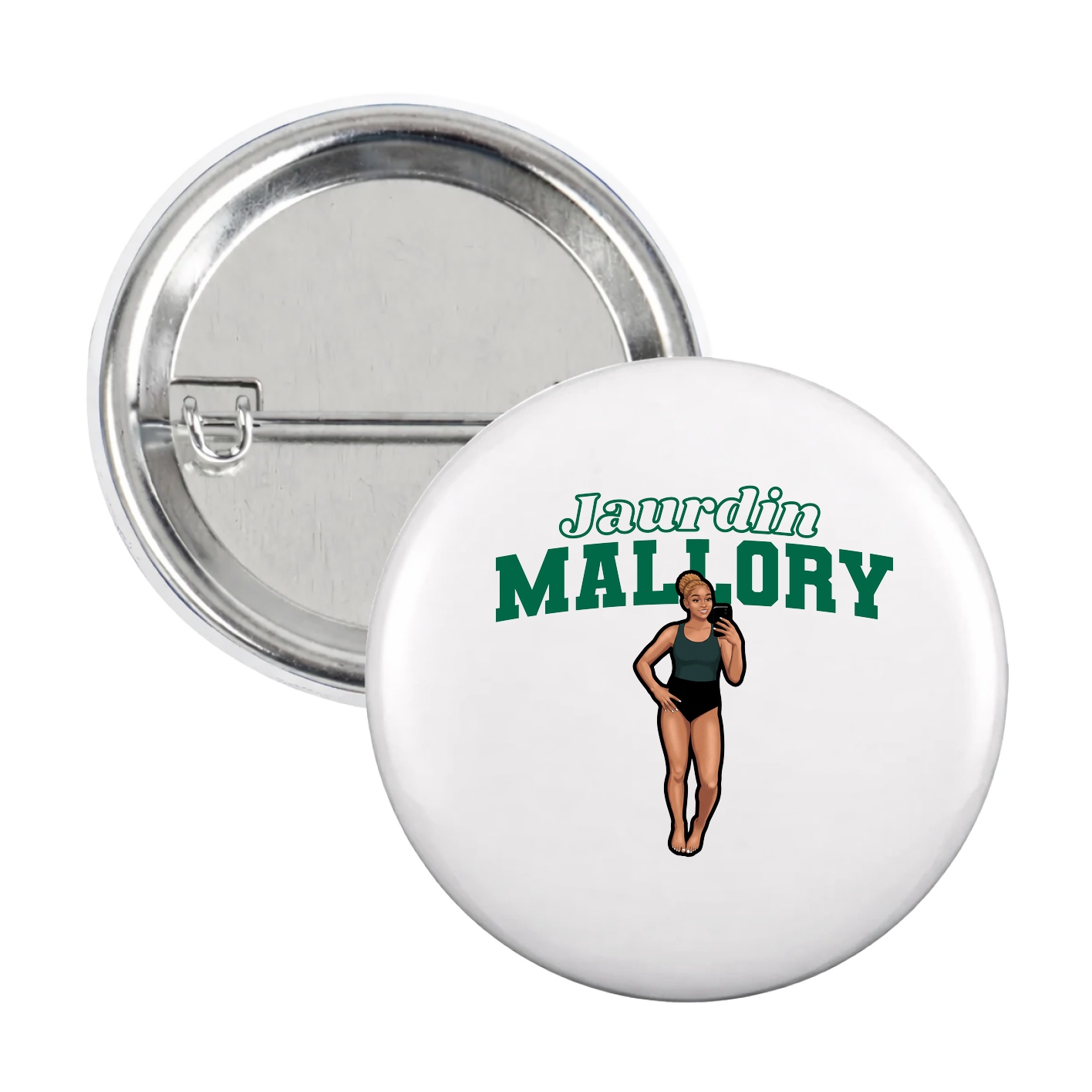 Game Day Button — Name Arch in White