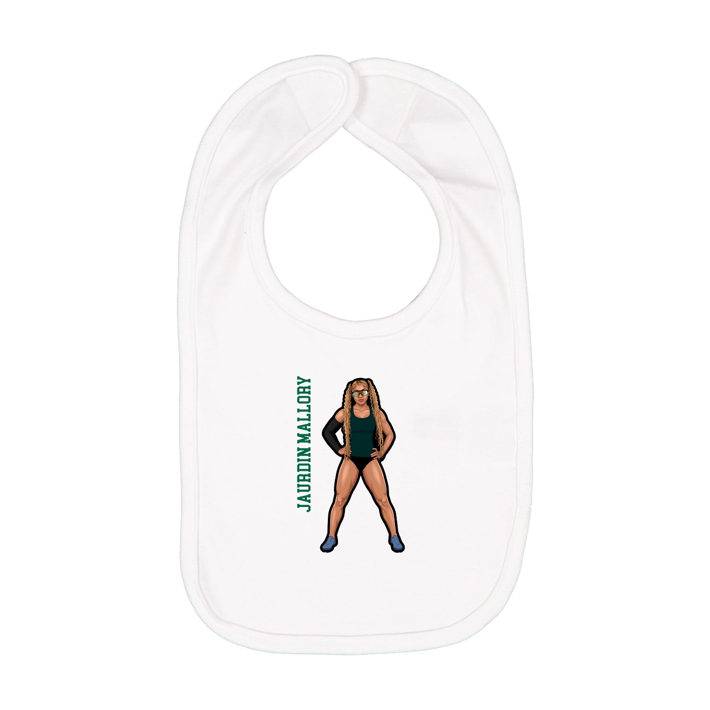 Infant Bib — Name Vertical in White
