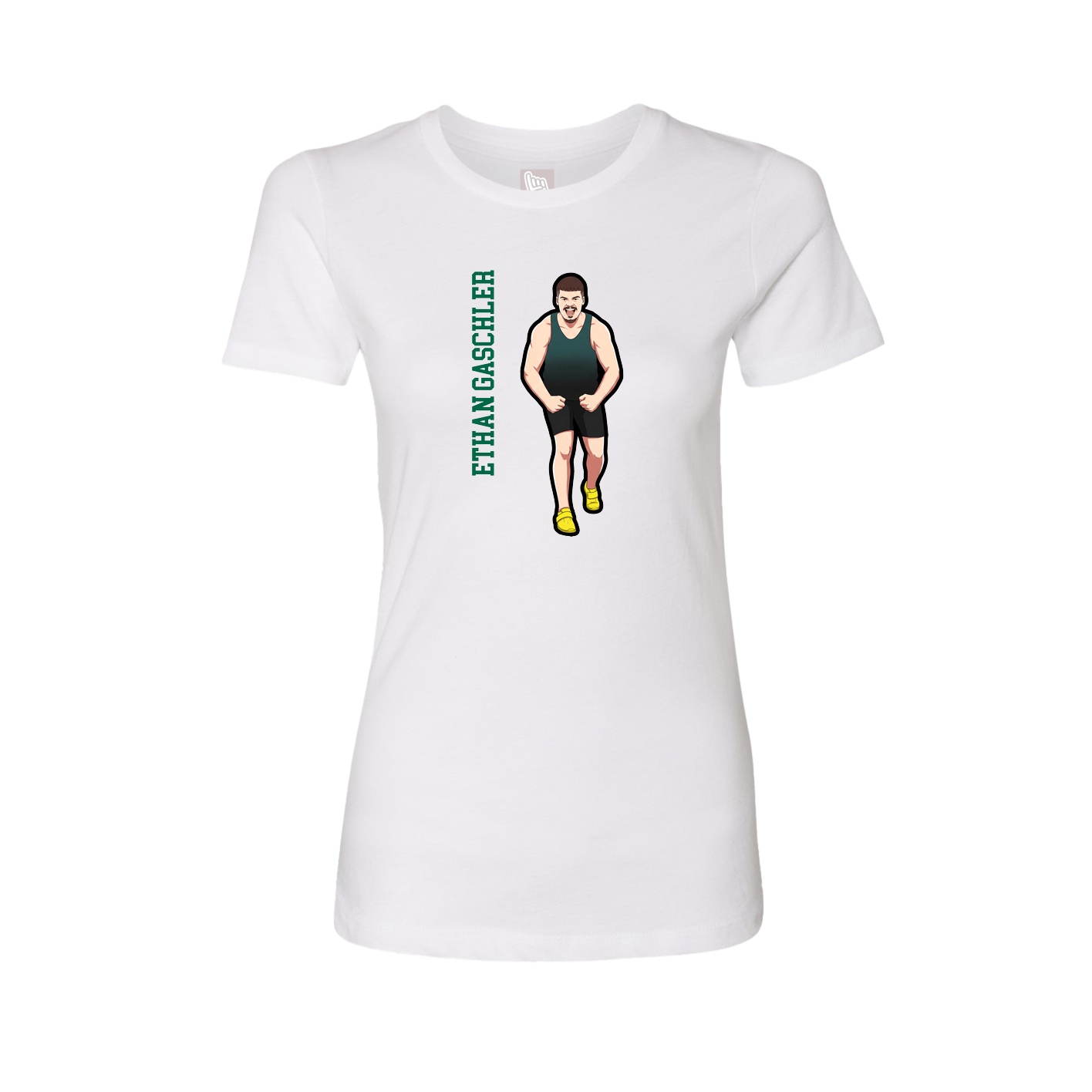 Fitted Women's Tee — Name Vertical in White