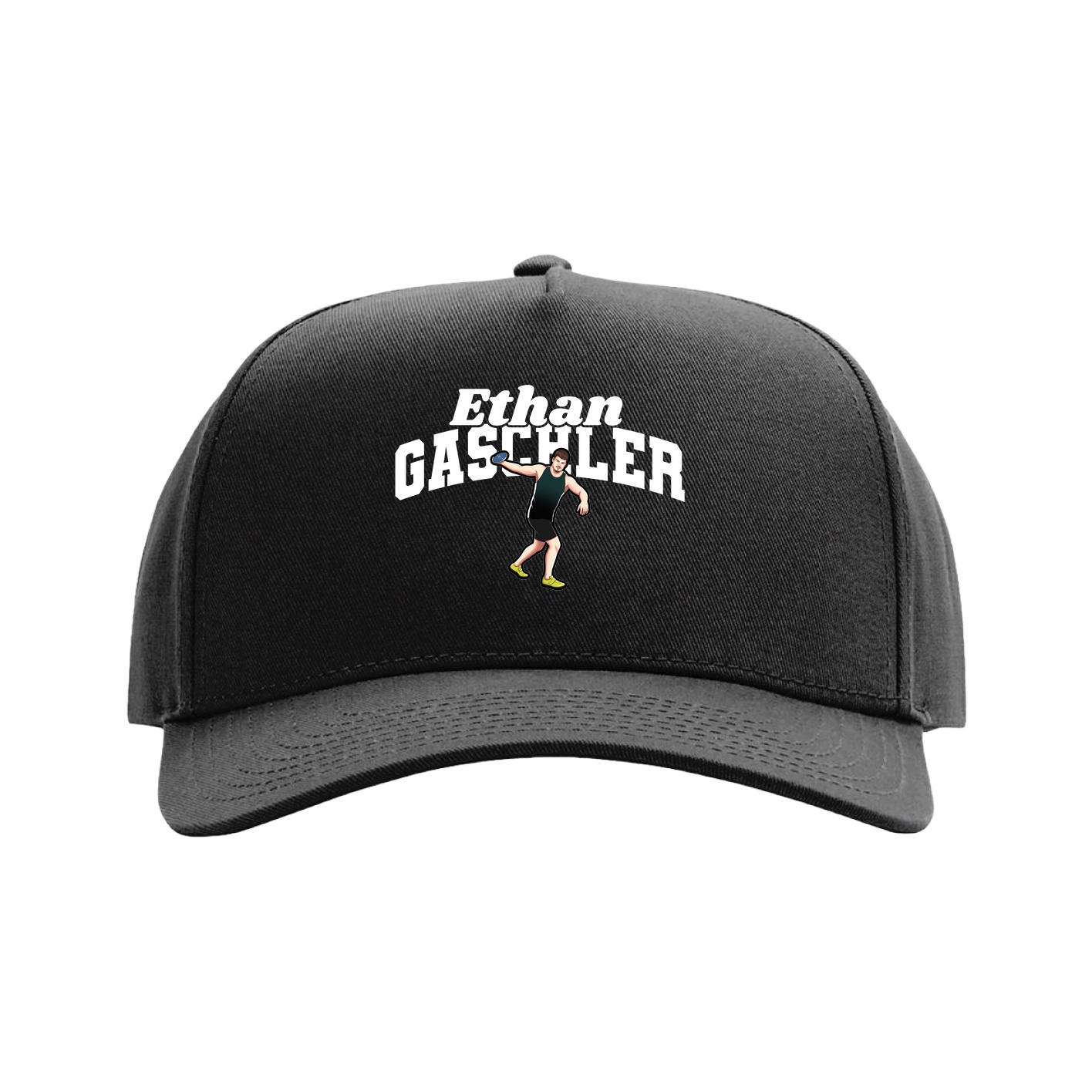 Full Fabric Five-Panel Champ Cap — Signature Arch in Black