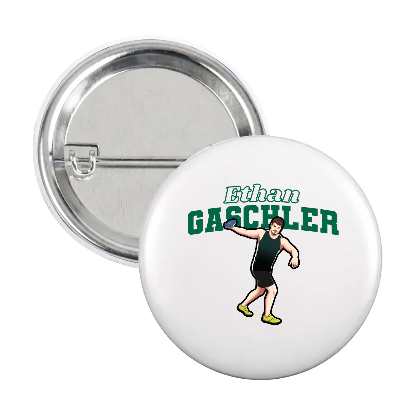 Game Day Button — Name Arch in White