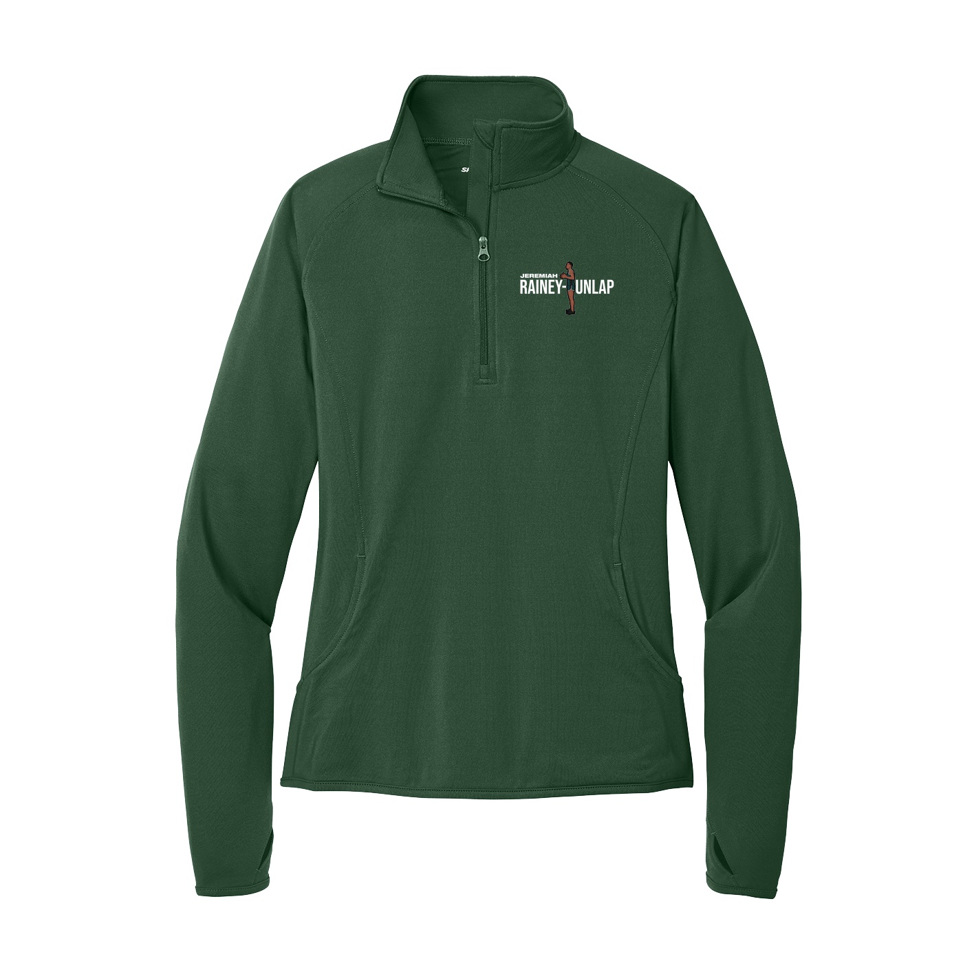 Women's Q-Zip Pullover — Player Name in Green