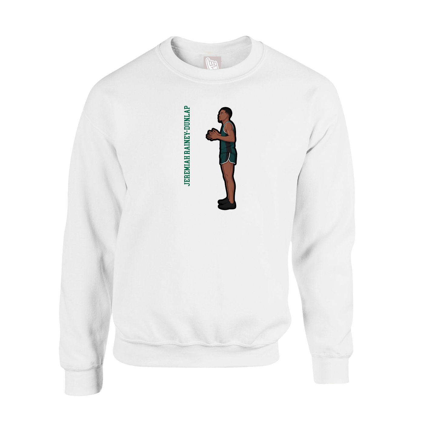 Fleece Crew — Name Vertical in White