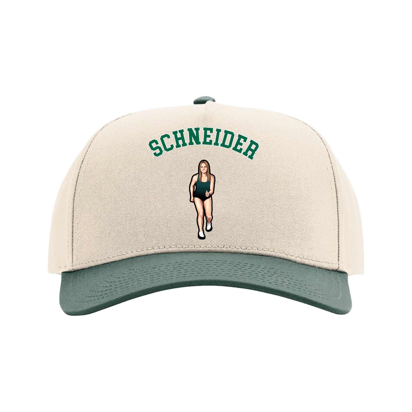 Full Fabric Five-Panel Champ Cap — Shirsey Arch in Cream/Green