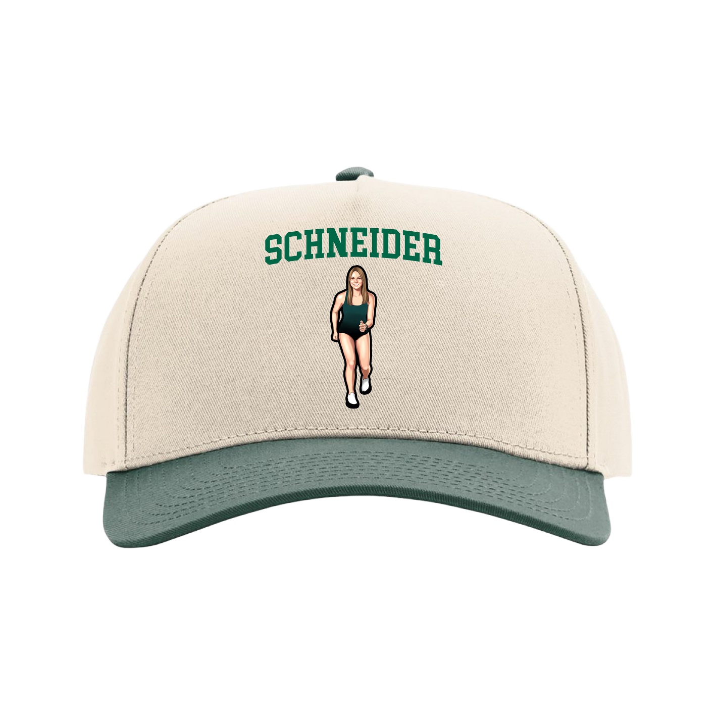 Full Fabric Five-Panel Champ Cap — Shirsey in Cream/Green