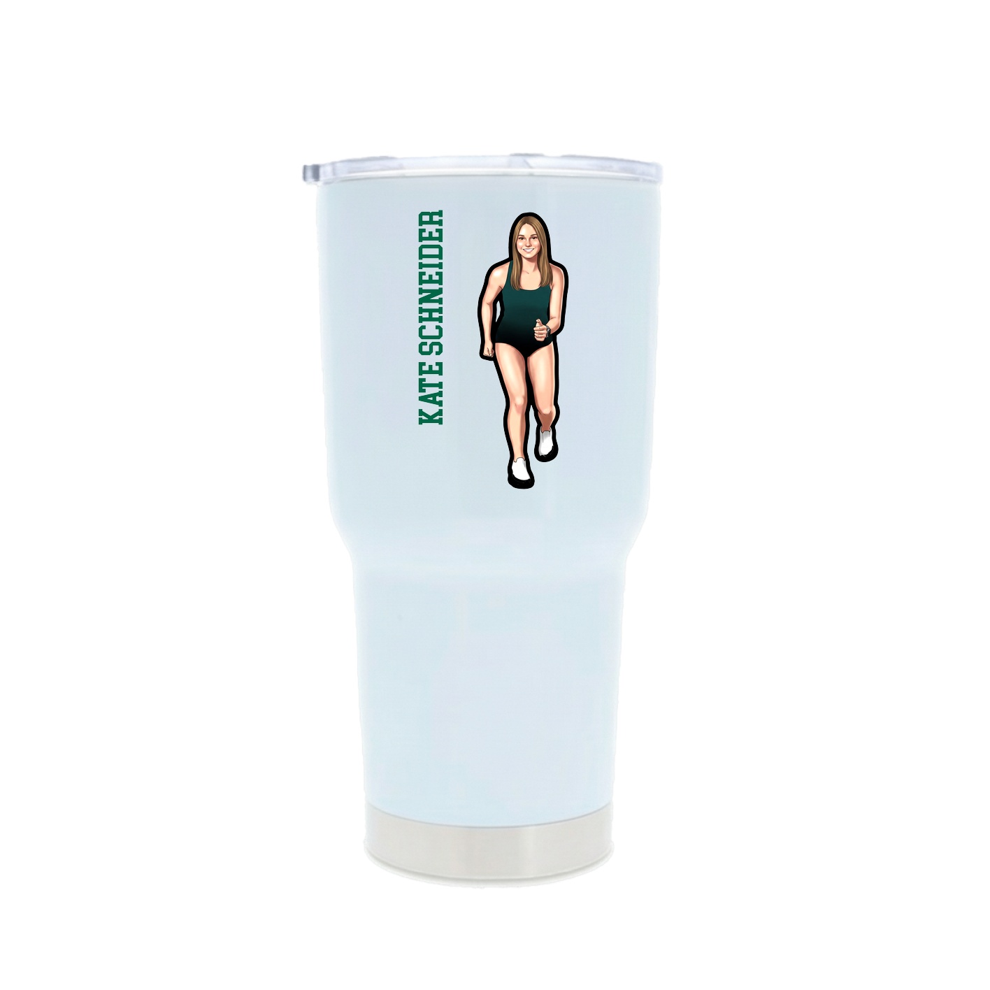 30oz Stainless Steel Tumbler — Name Vertical in White