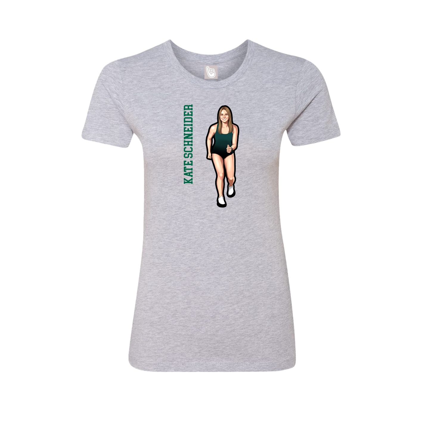 Womens Tee — Name Vertical in Grey