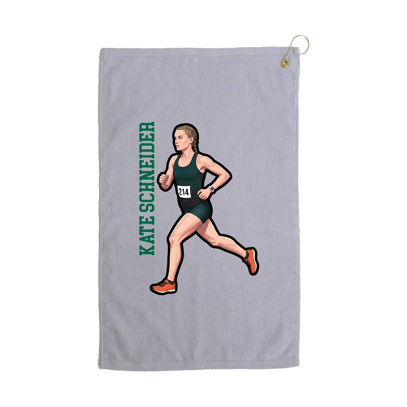 Golf Towel — Name Vertical in Grey