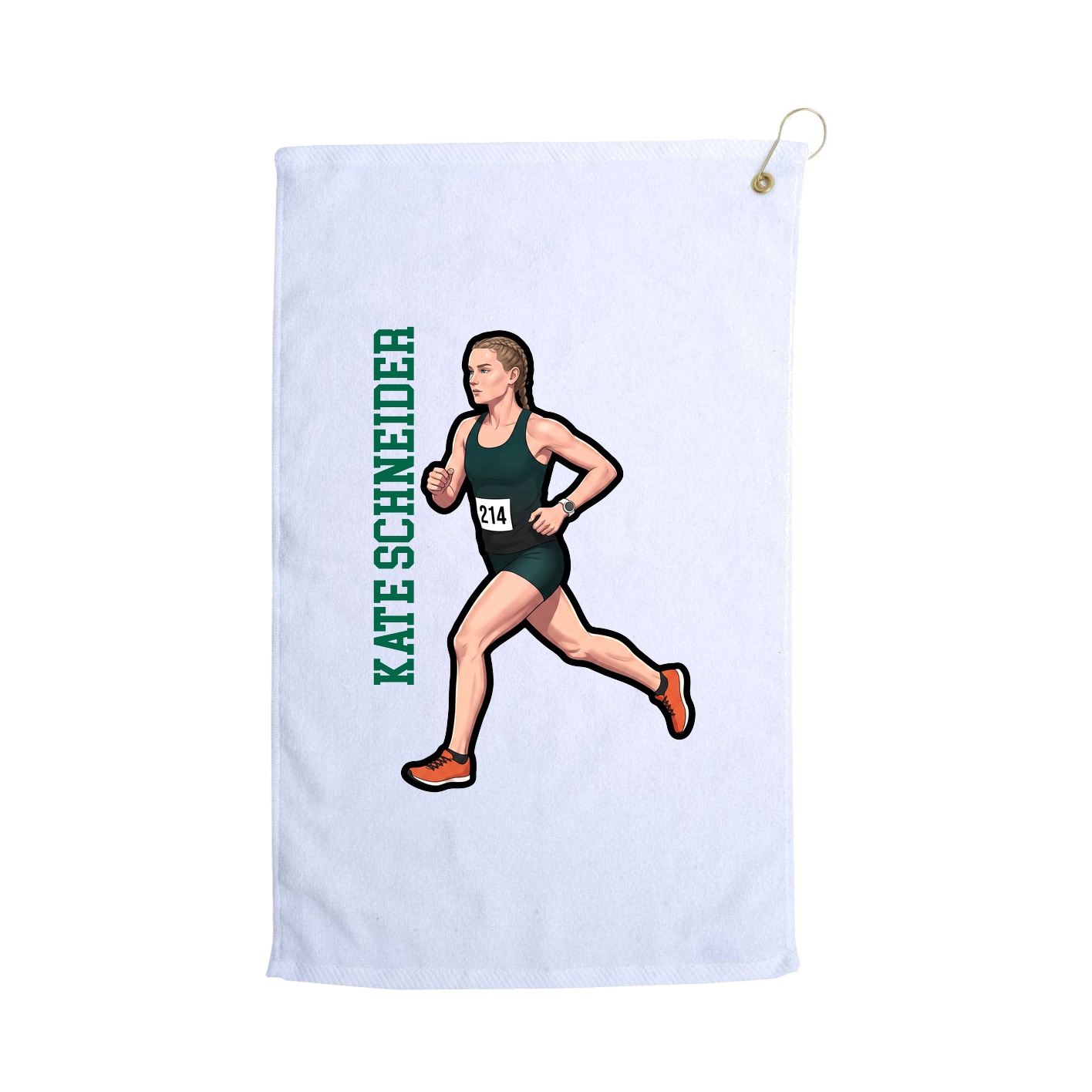 Golf Towel — Name Vertical in White