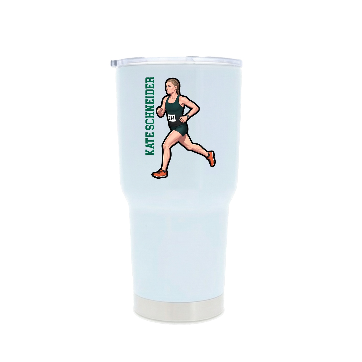 30oz Stainless Steel Tumbler — Name Vertical in White