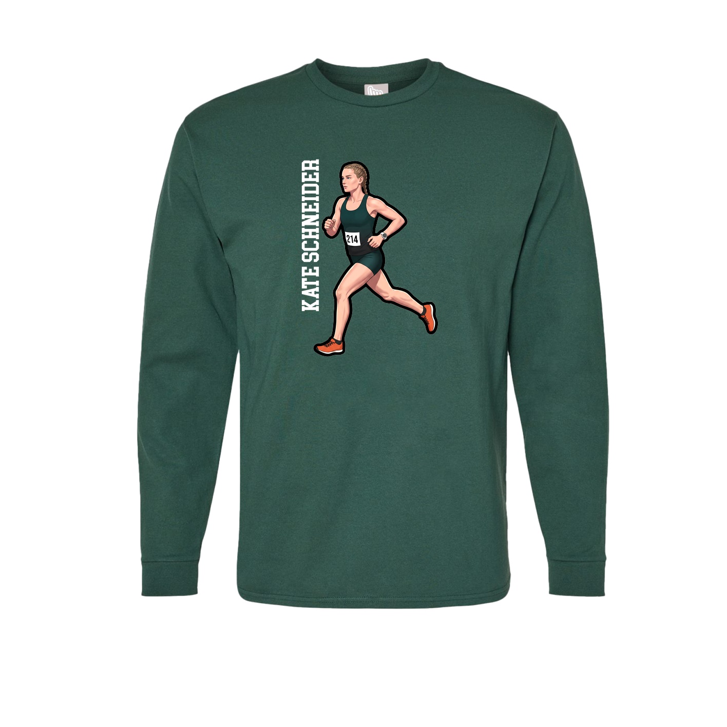 Long Sleeve Tee — Name Vertical in Green