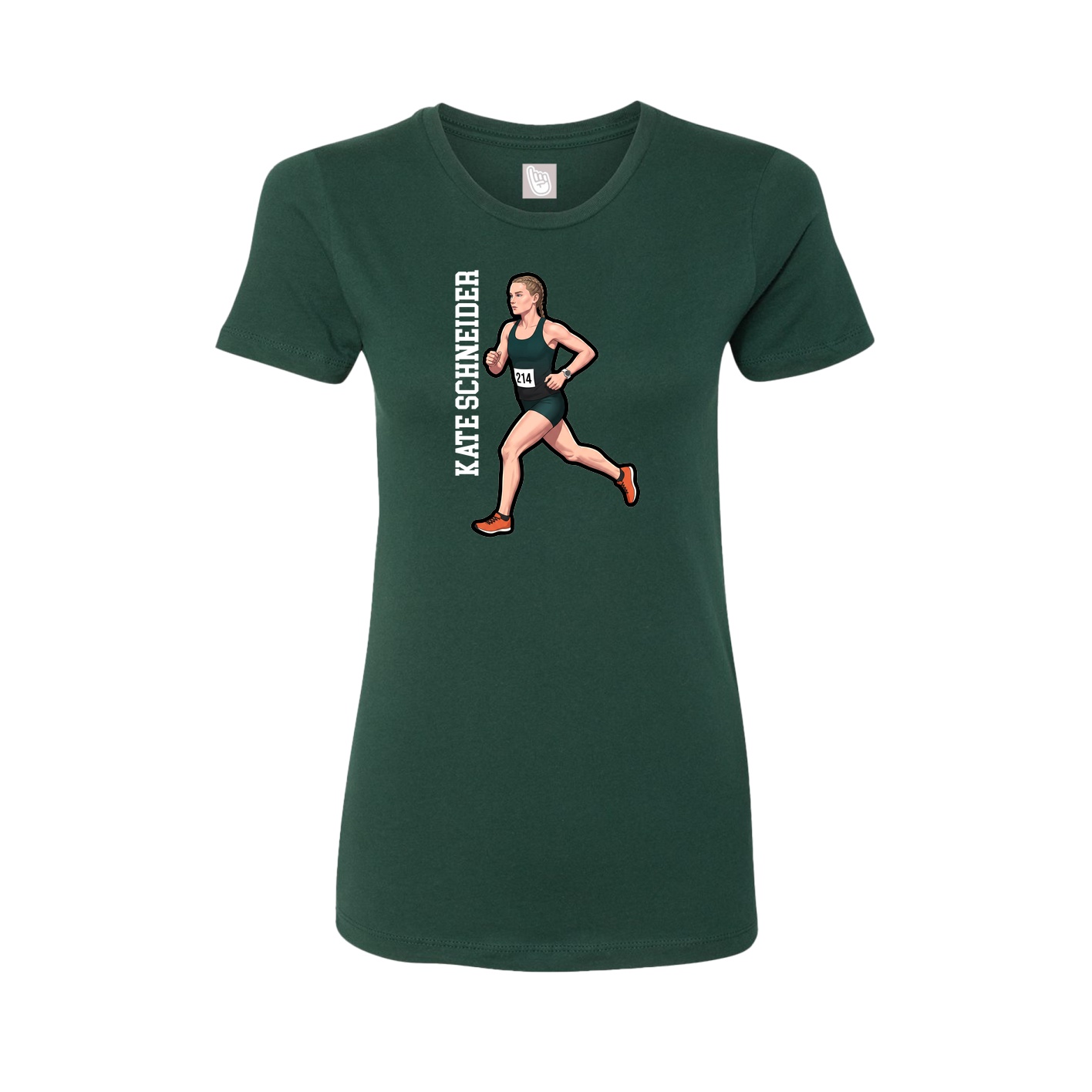 Fitted Women's Tee — Name Vertical in Green