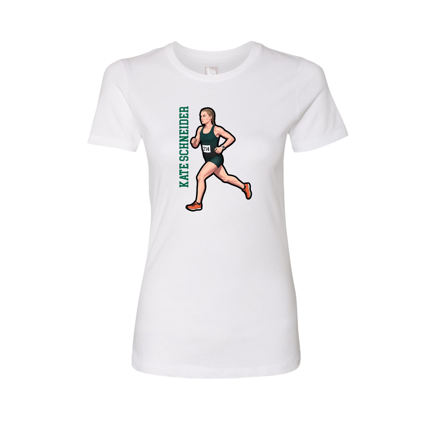 Womens Tee — Name Vertical in White