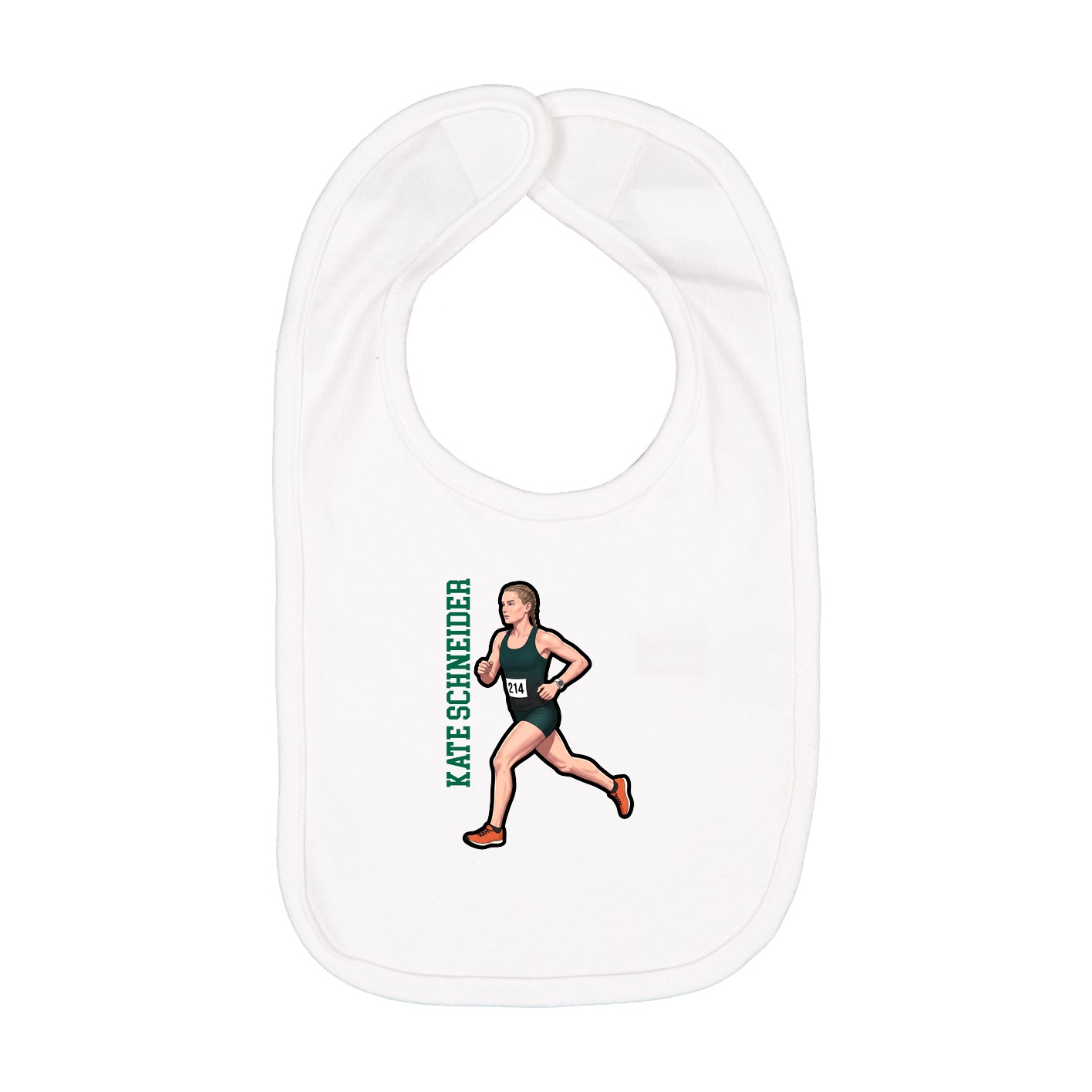 Infant Bib — Name Vertical in White