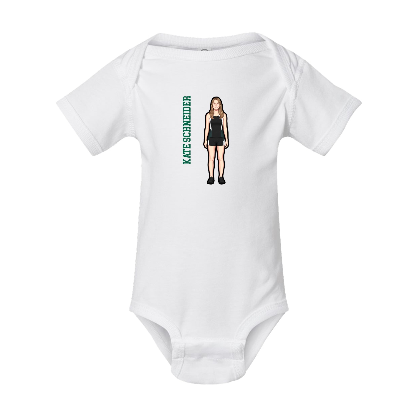 Baby Onesie — Name Vertical in White