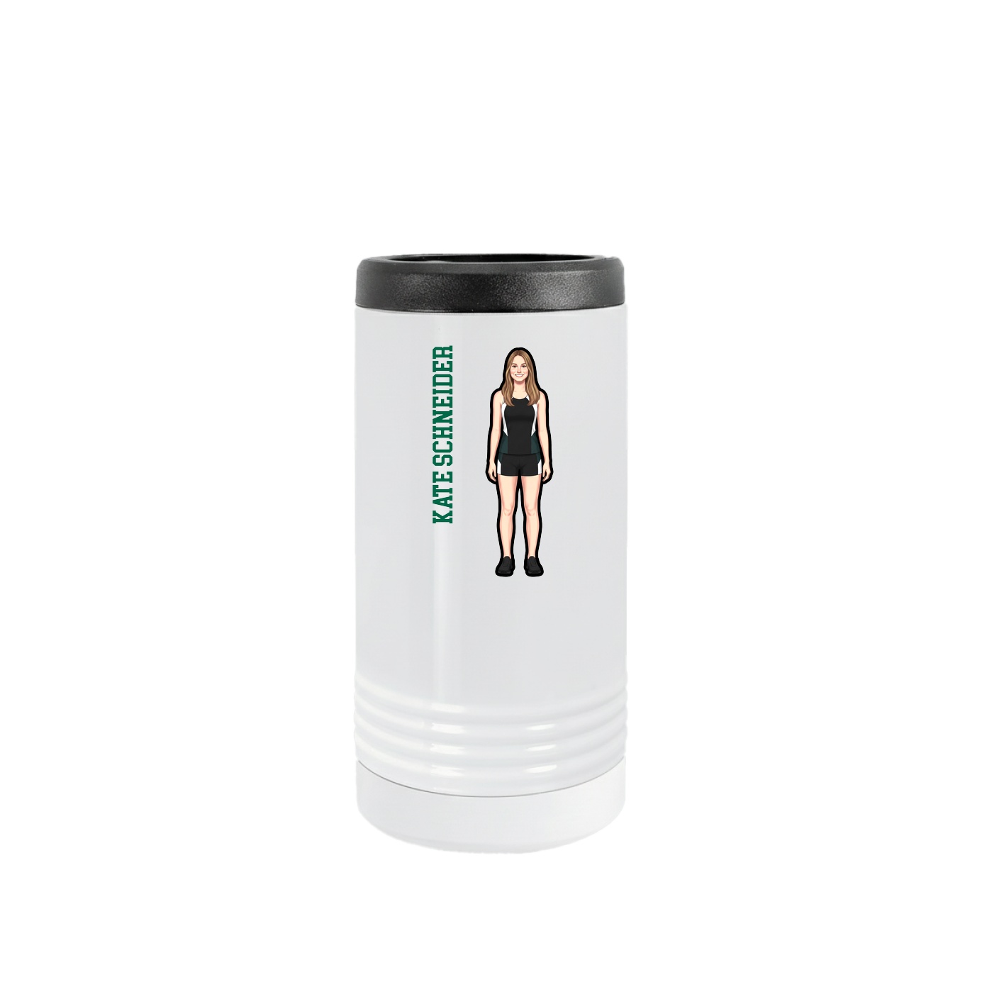 Slim Beverage Holder — Name Vertical in White