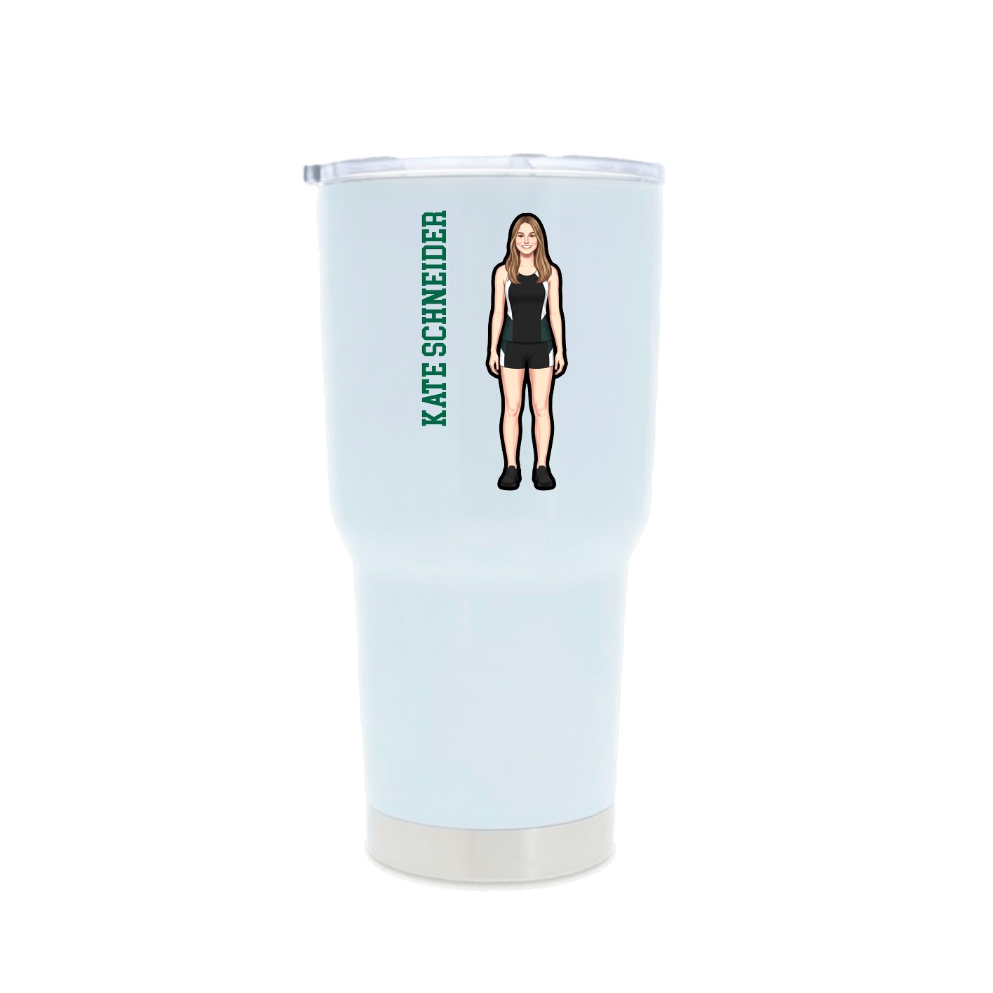 30oz Stainless Steel Tumbler — Name Vertical in White