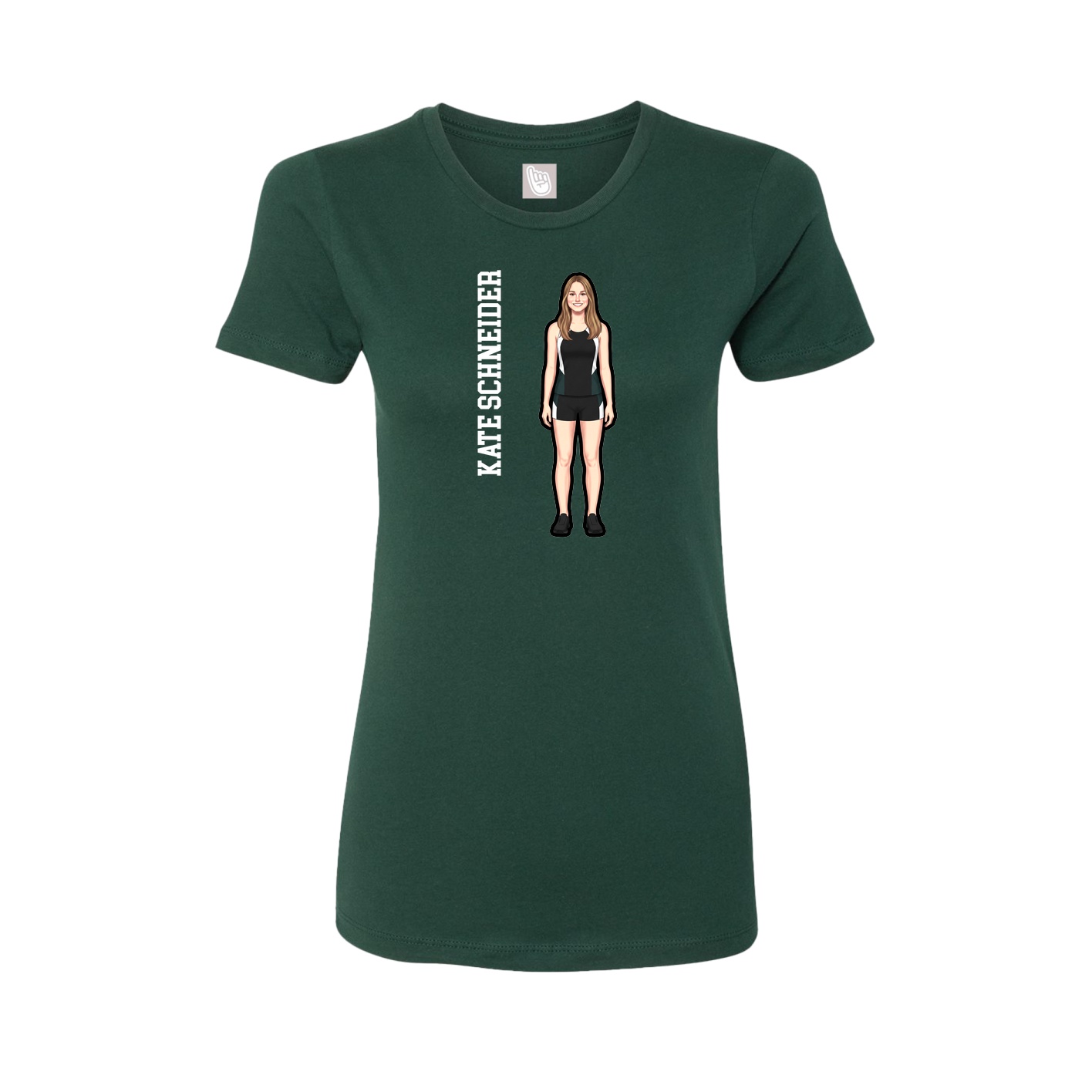 Fitted Women's Tee — Name Vertical in Green