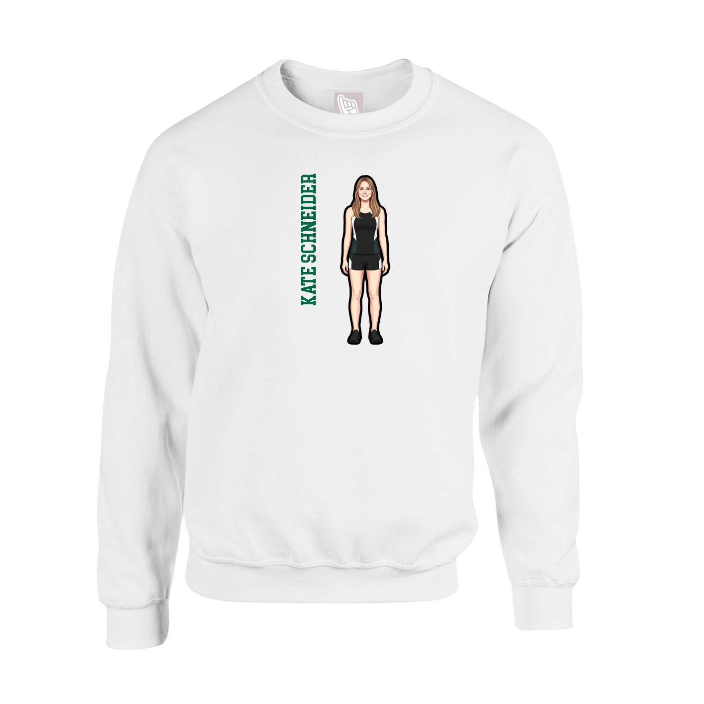 Fleece Crew — Name Vertical in White