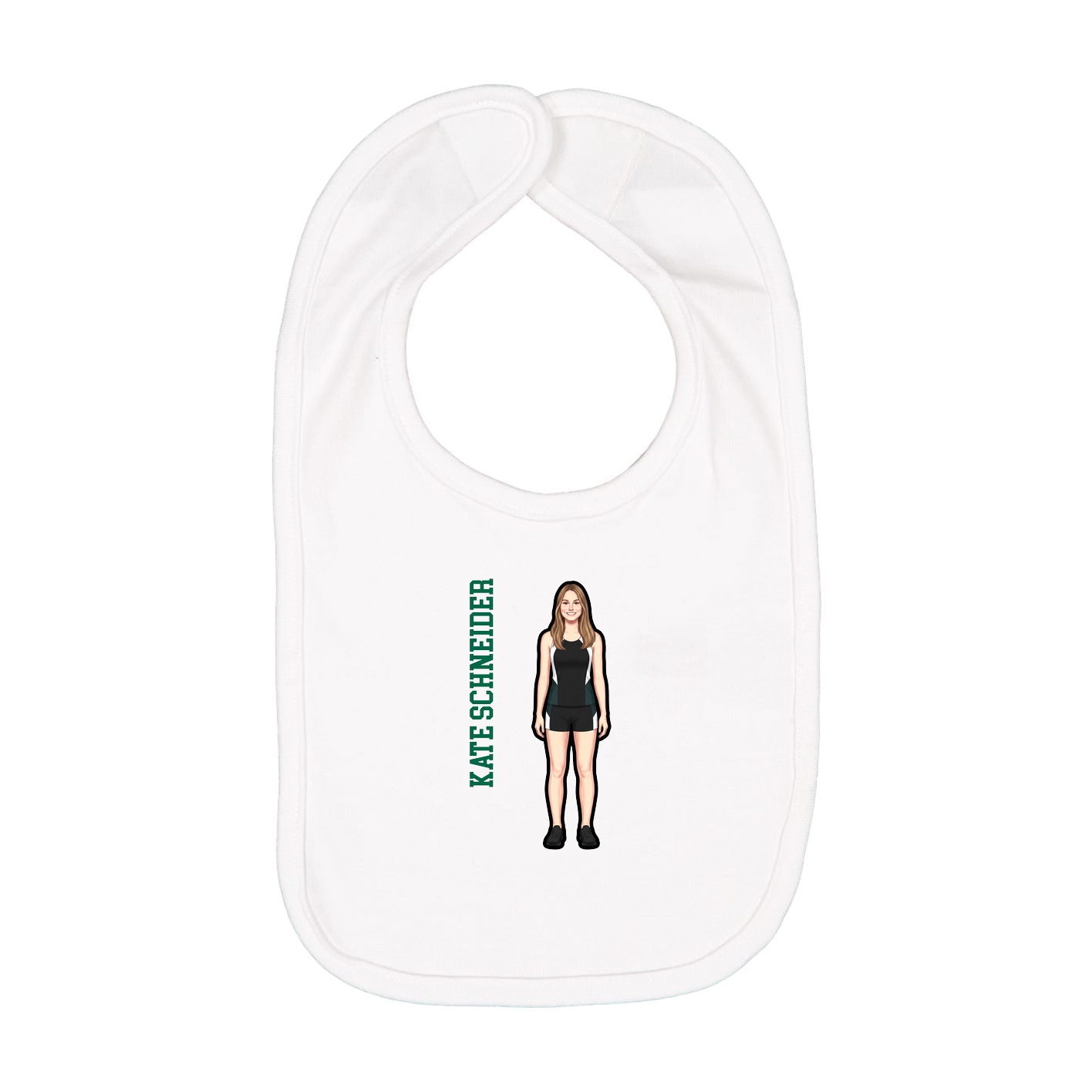 Infant Bib — Name Vertical in White