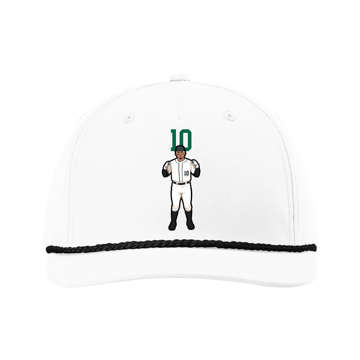 Five-Panel Classic Rope Cap — Number Top in White