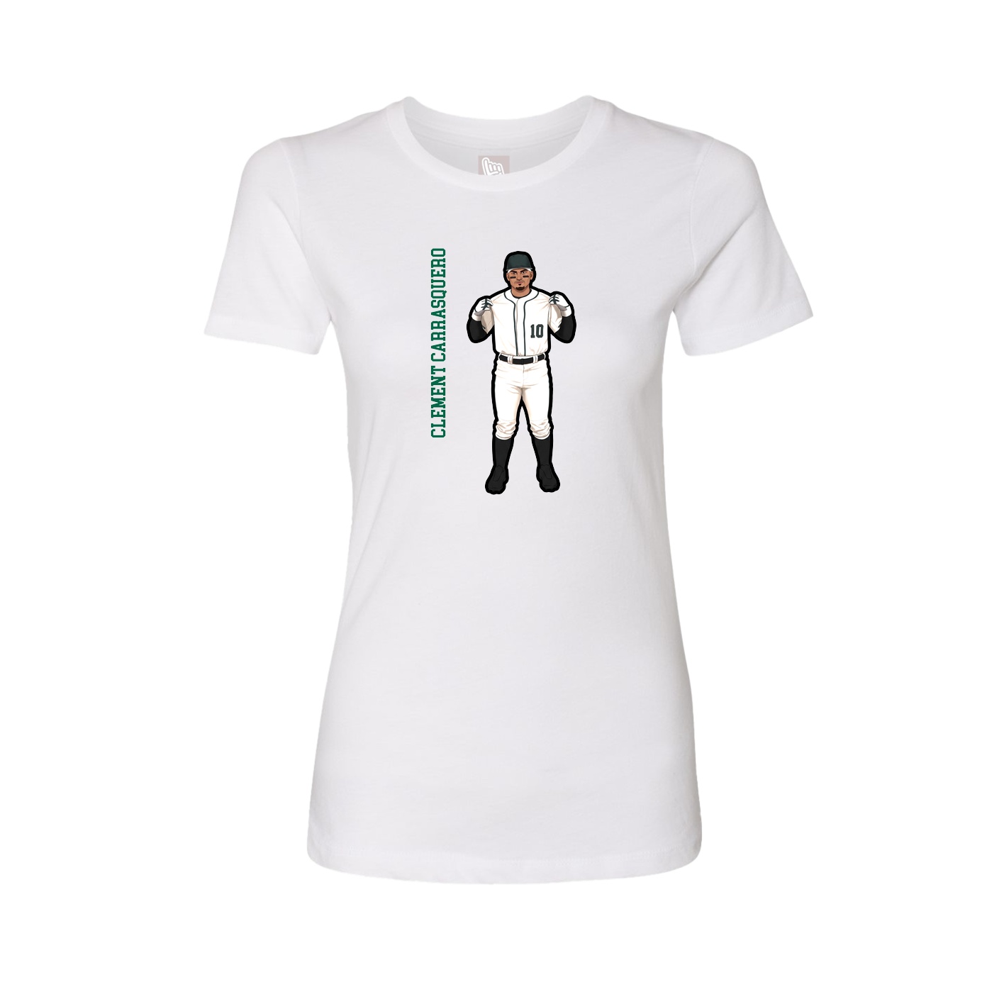 Fitted Women's Tee — Name Vertical in White