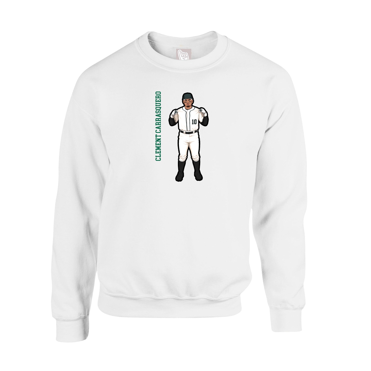 Fleece Crew — Name Vertical in White