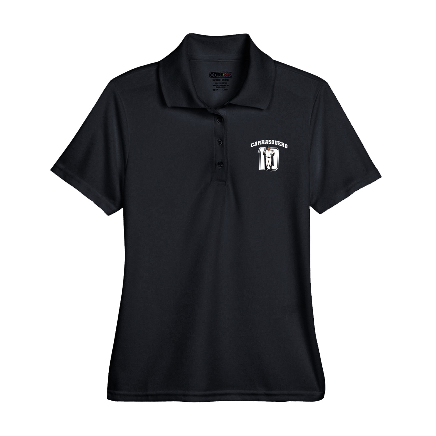 Womens Performance Polo — Number in Black