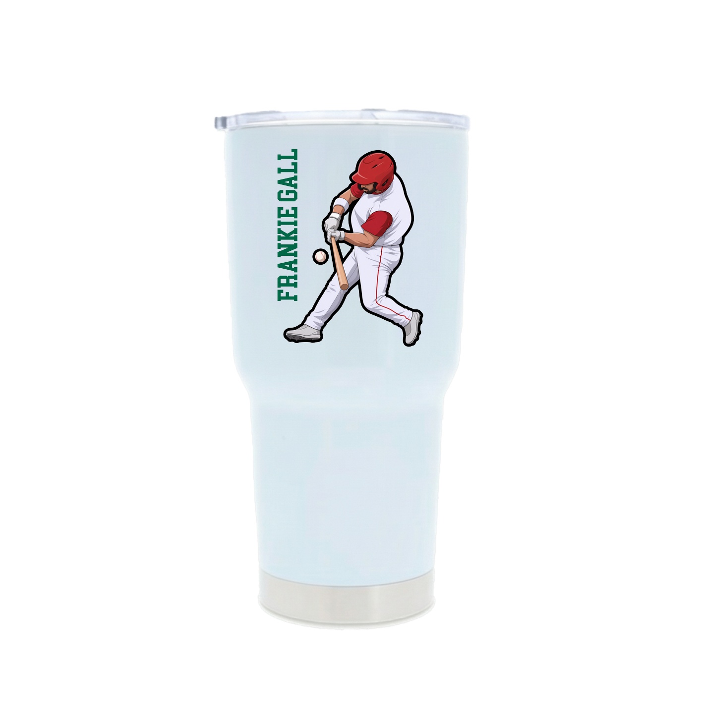 30oz Stainless Steel Tumbler — Name Vertical in White