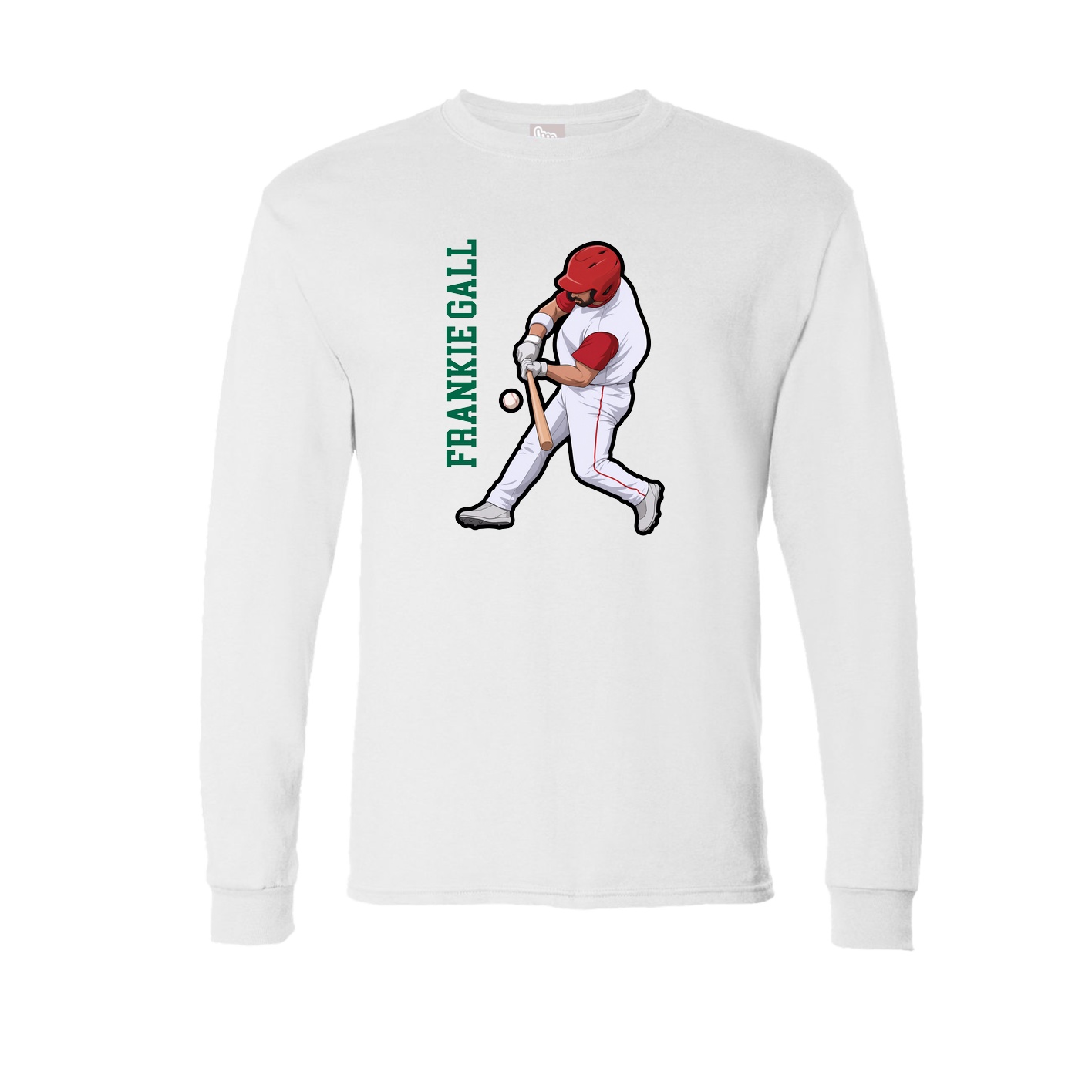 Long Sleeve Tee — Name Vertical in White