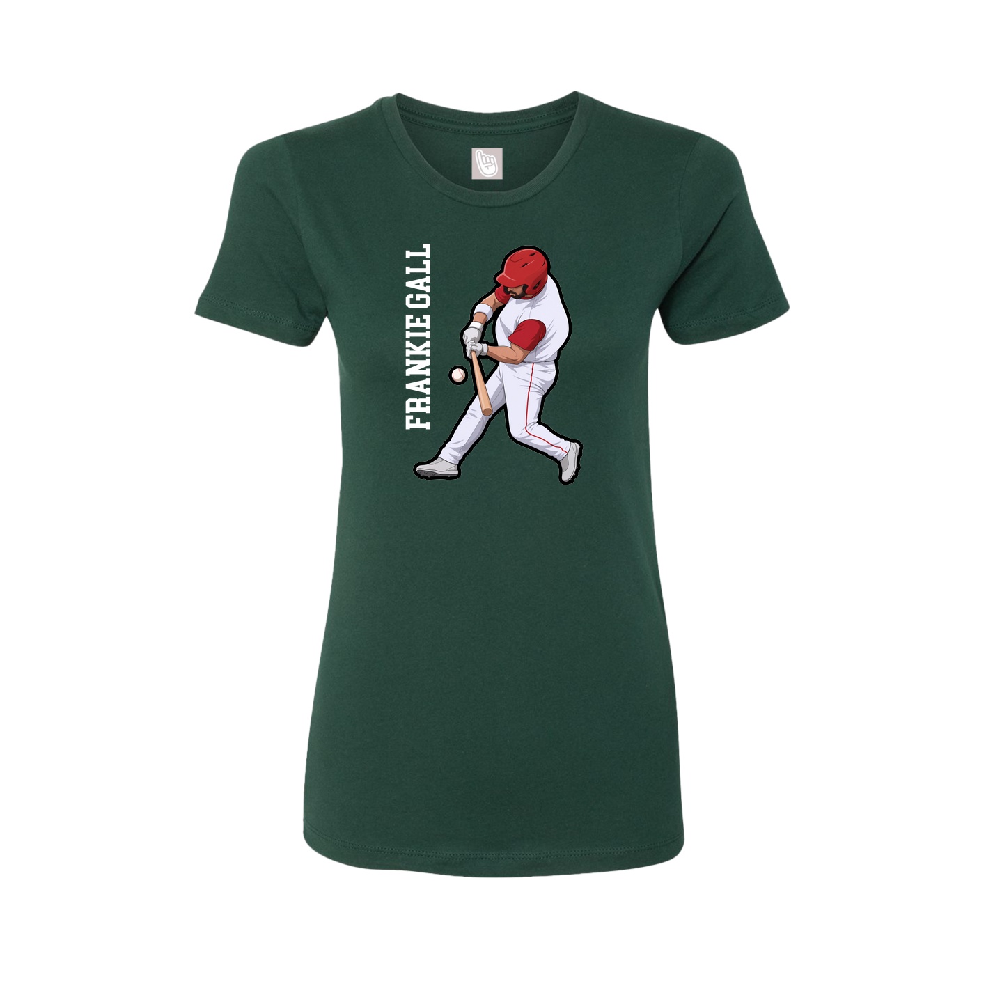 Fitted Women's Tee — Name Vertical in Green