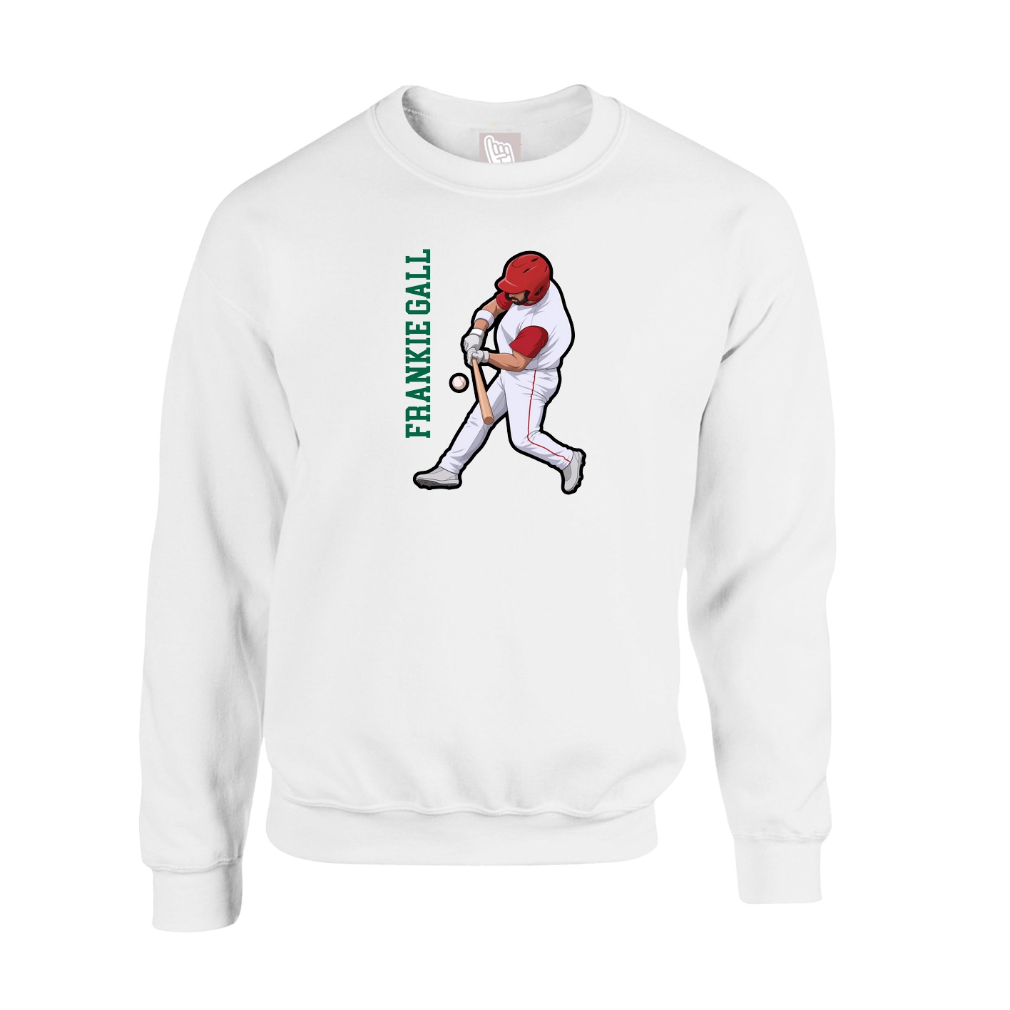 Fleece Crew — Name Vertical in White