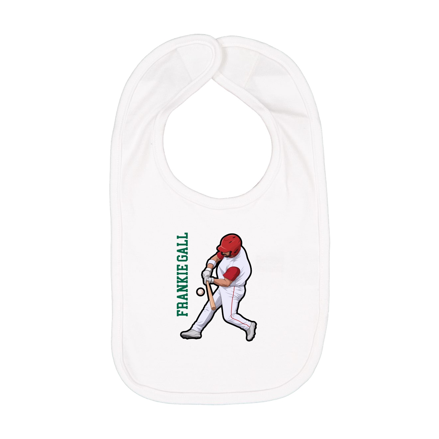 Infant Bib — Name Vertical in White