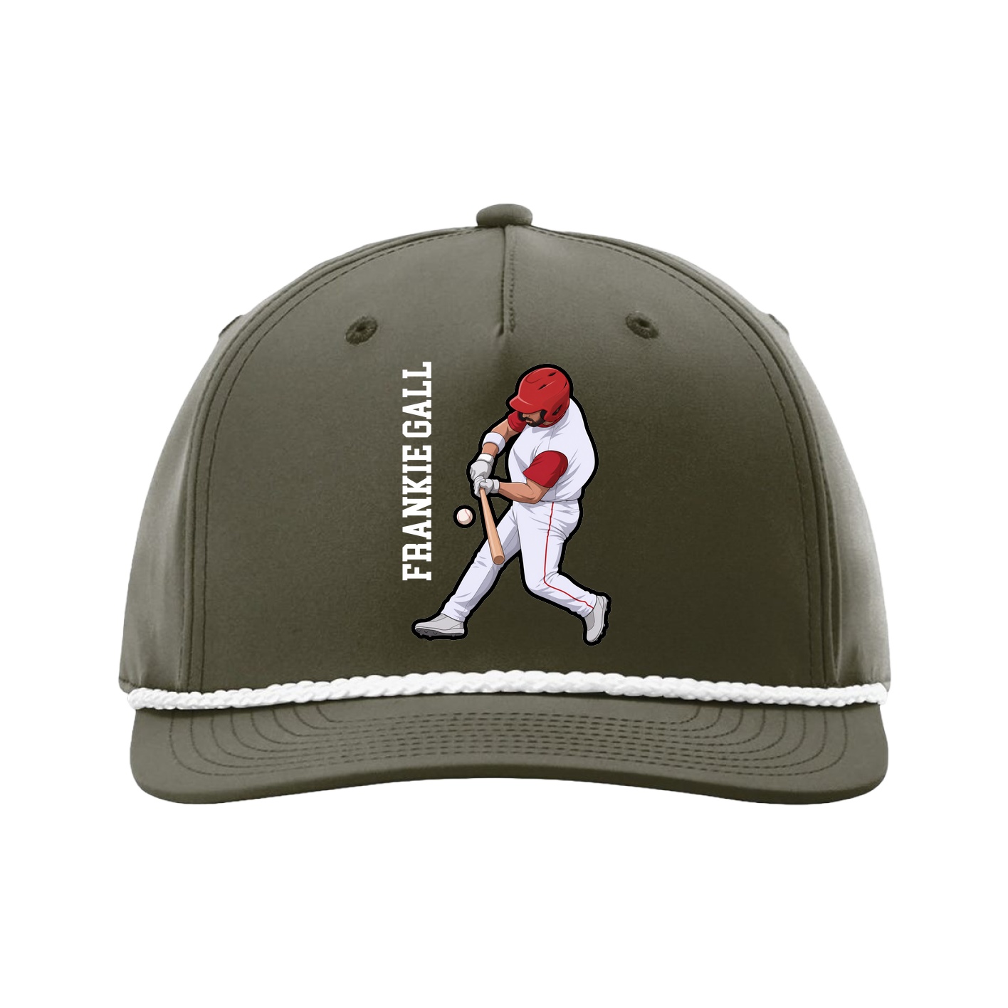 Five-Panel Classic Rope Cap — Name Vertical in Green