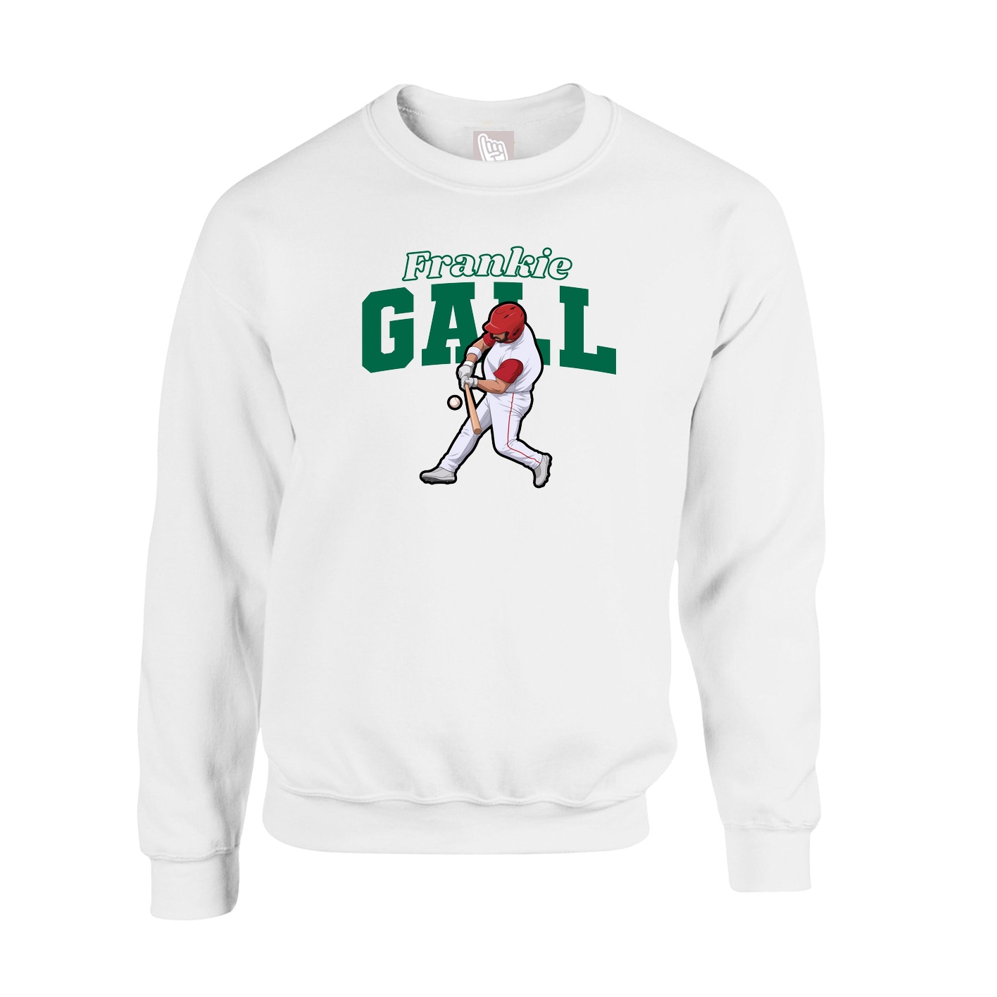 Fleece Crew — Name Arch in White