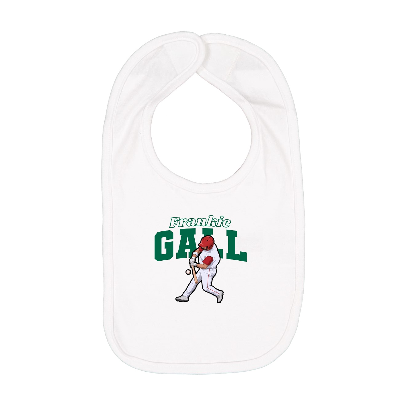 Infant Bib — Name Arch in White