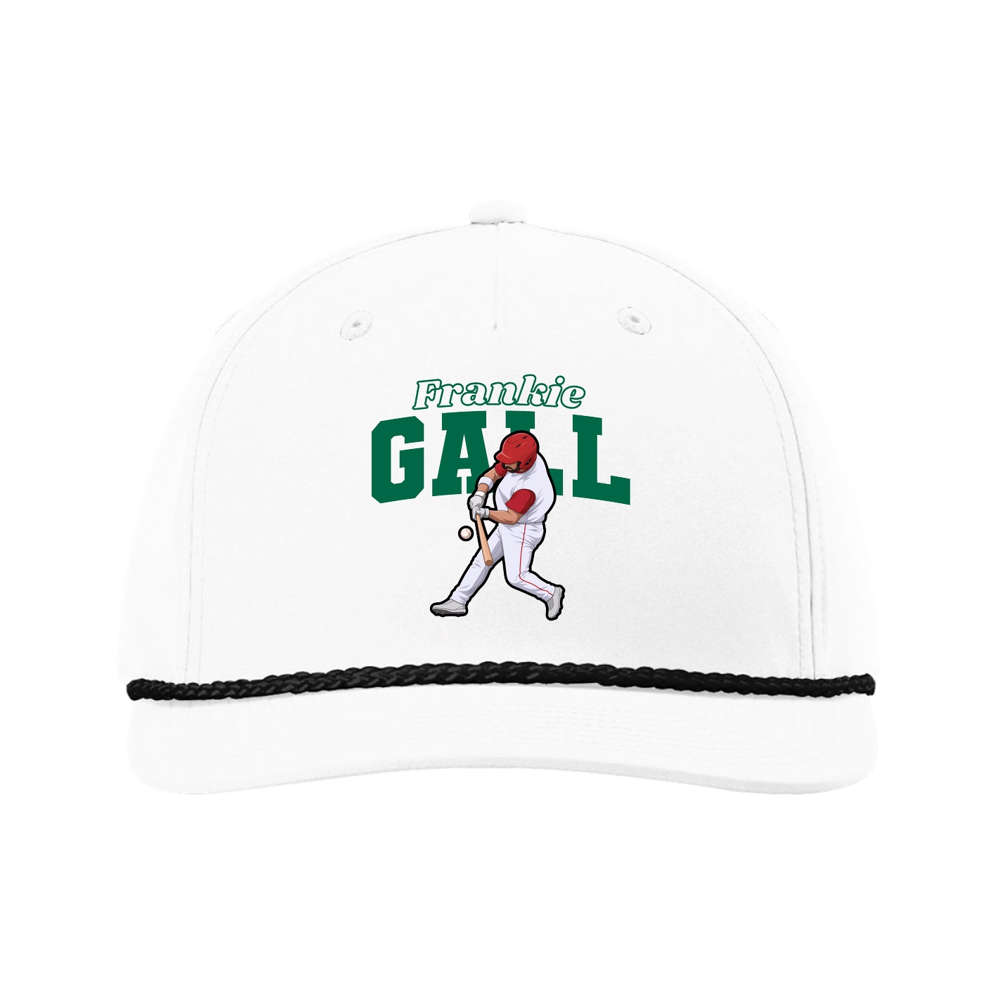 Five-Panel Classic Rope Cap — Name Arch in White