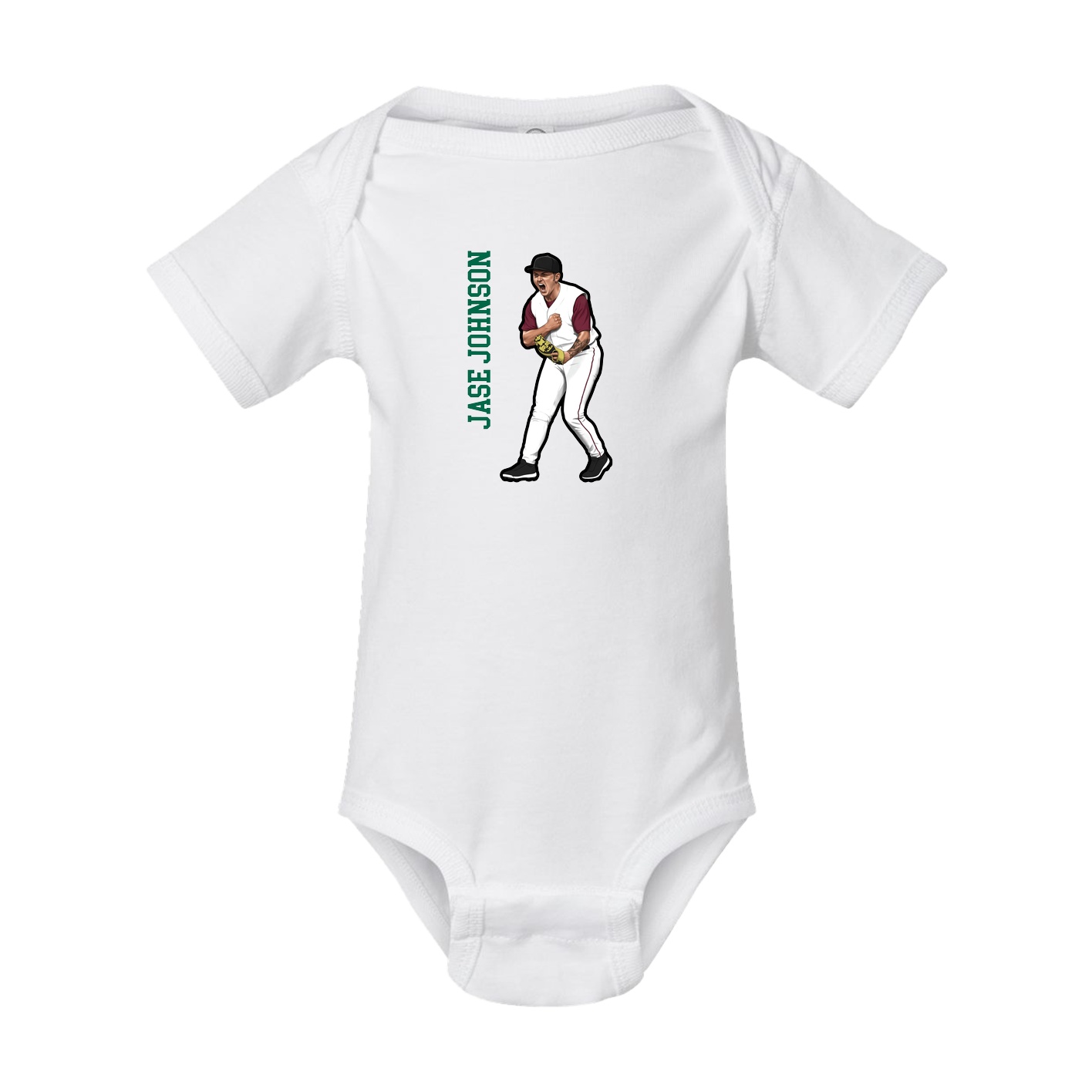 Baby Onesie — Name Vertical in White