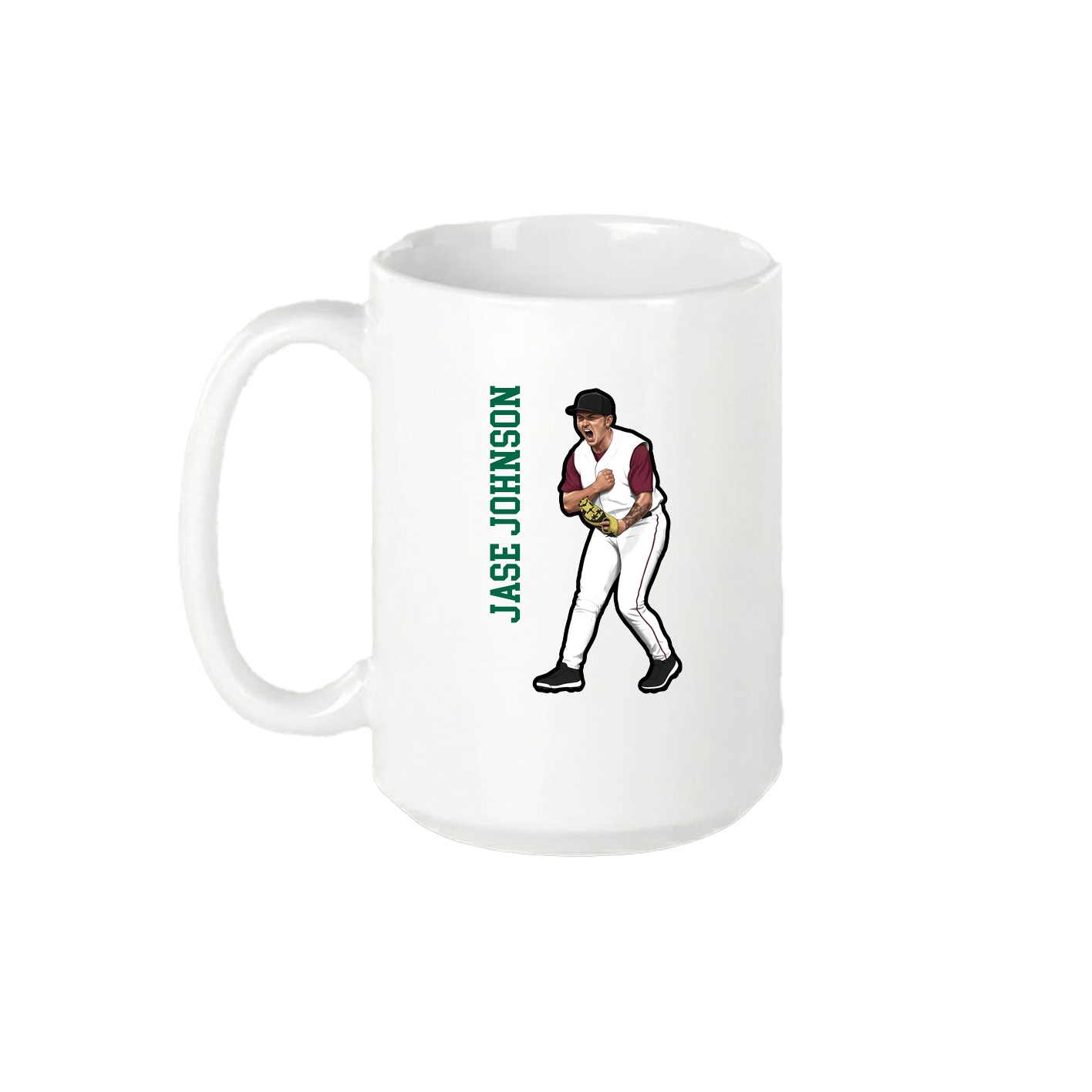 15oz Coffee Mug — Name Vertical in White