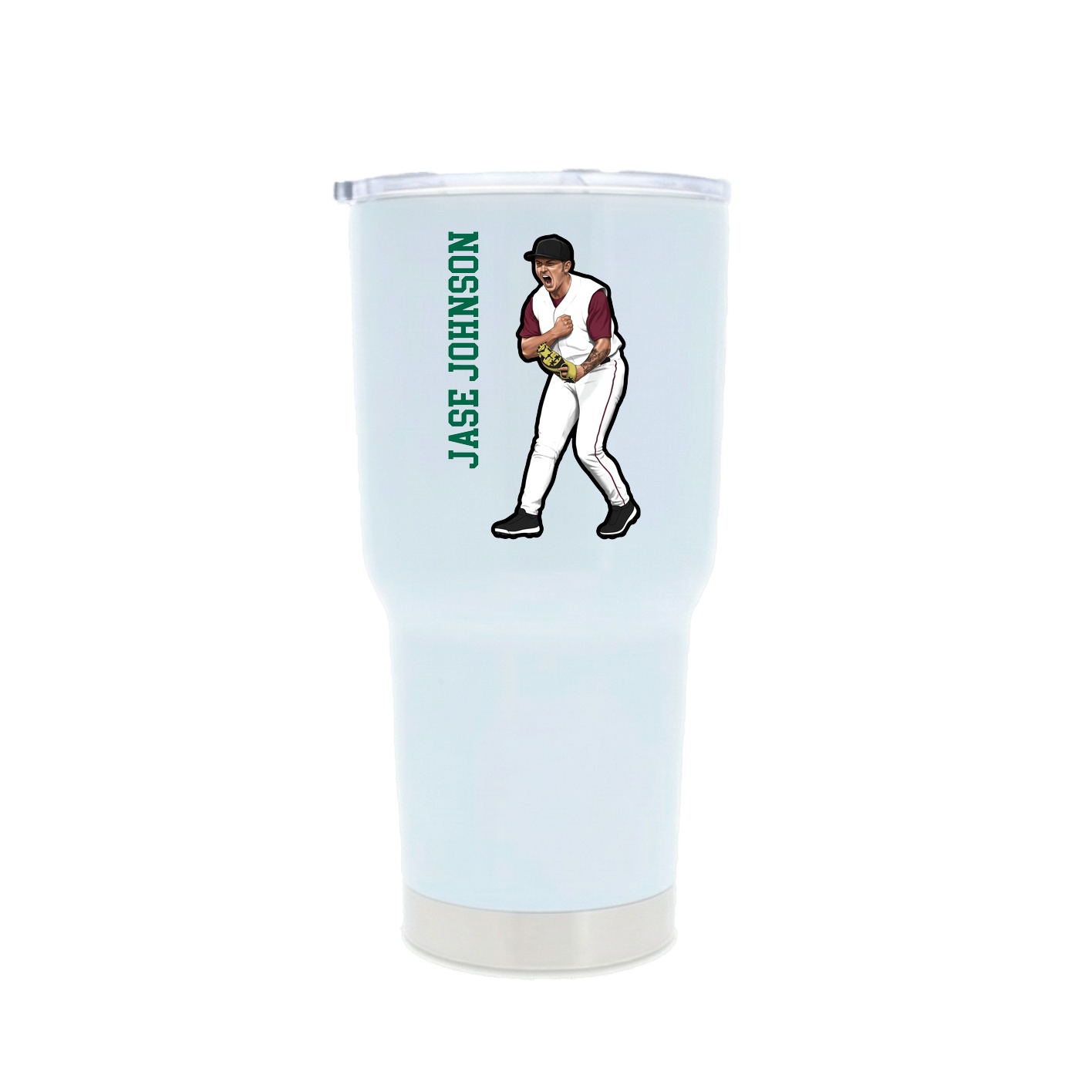 30oz Stainless Steel Tumbler — Name Vertical in White