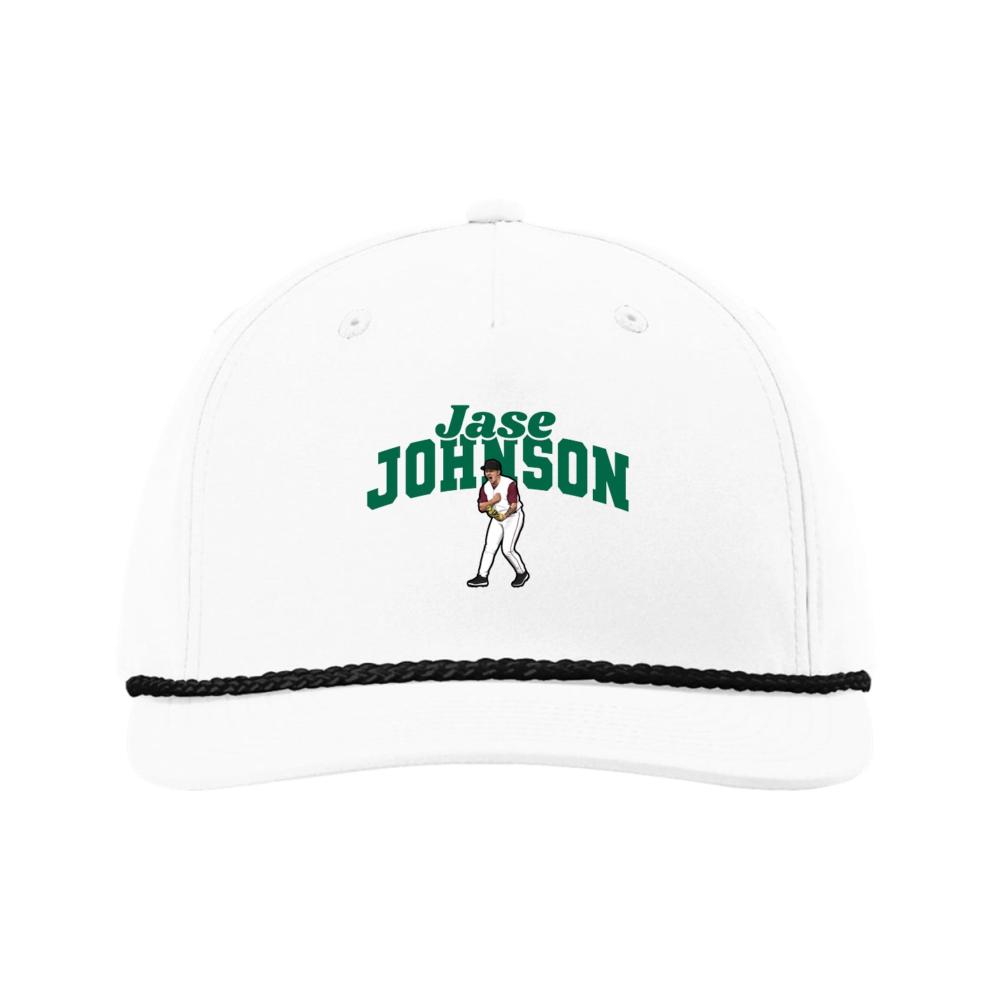 Five-Panel Classic Rope Cap — Signature Arch in White