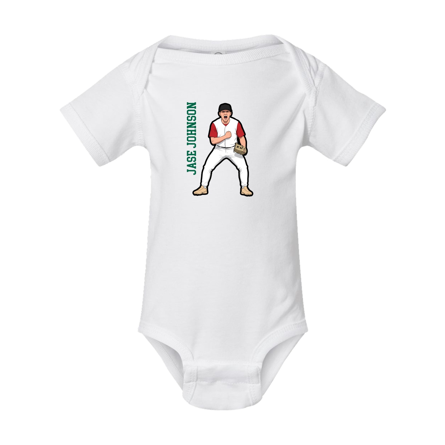 Baby Onesie — Name Vertical in White
