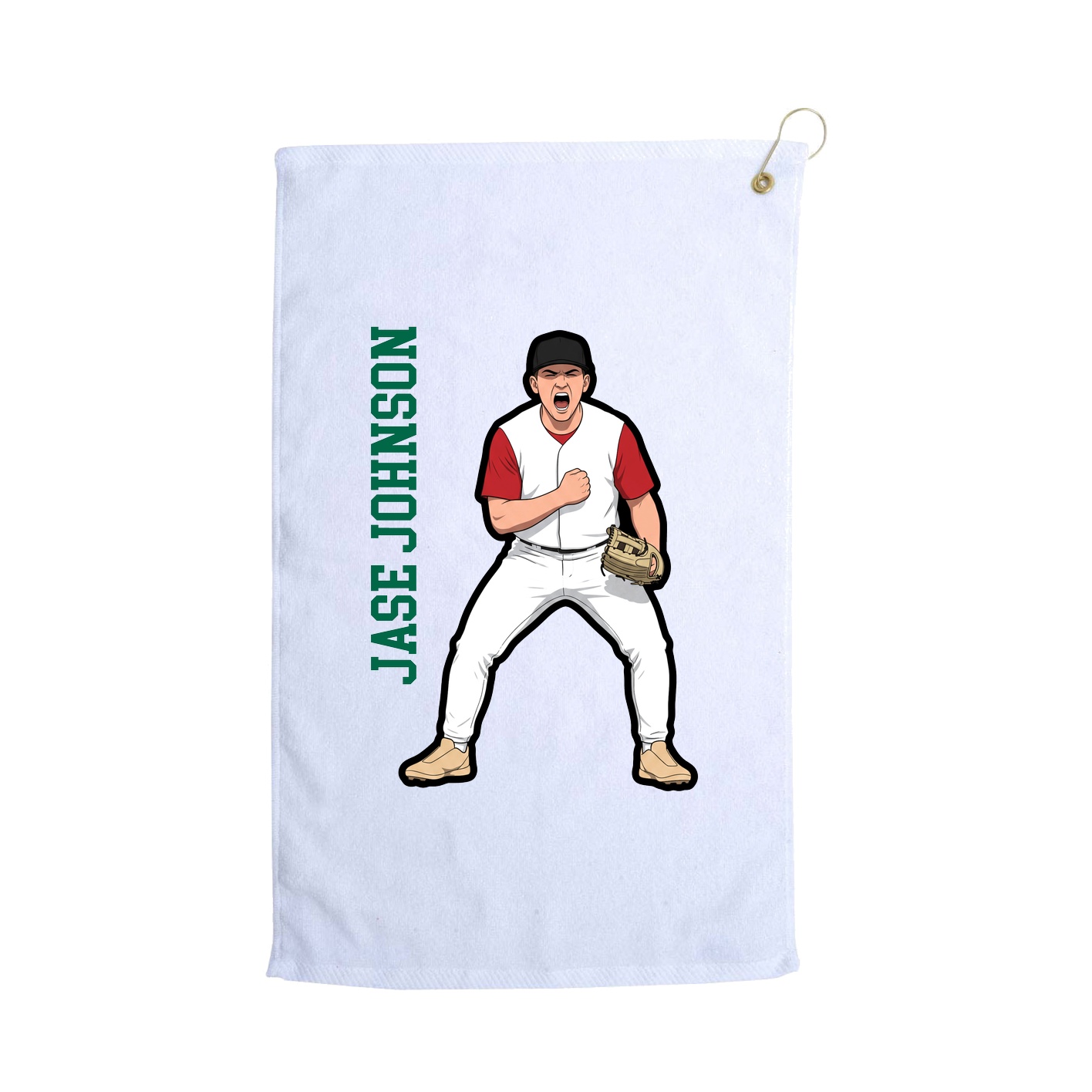 Golf Towel — Name Vertical in White